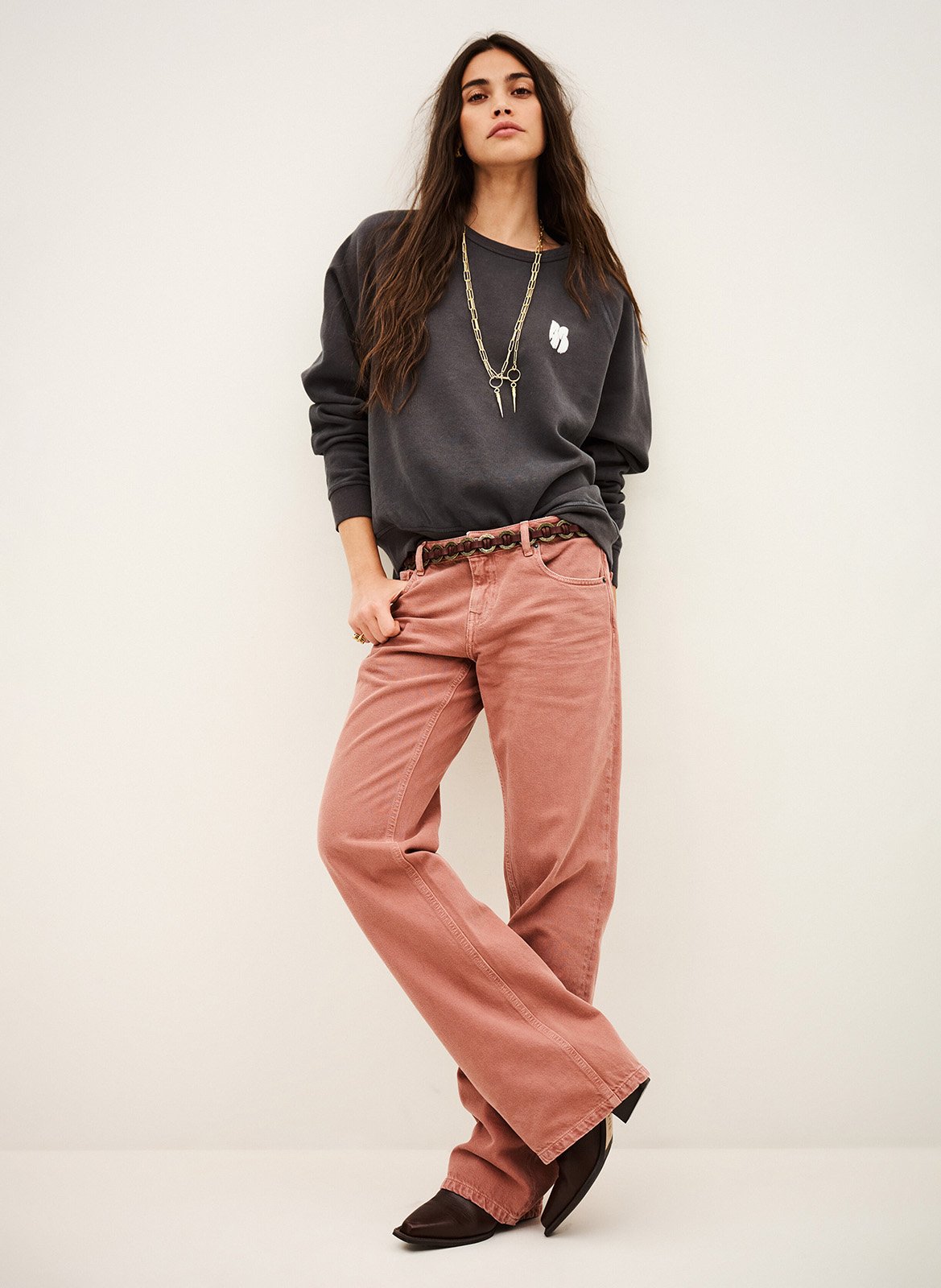 Weites Rundhals-Sweatshirt aus Baumwolle BA&SH Schwarz