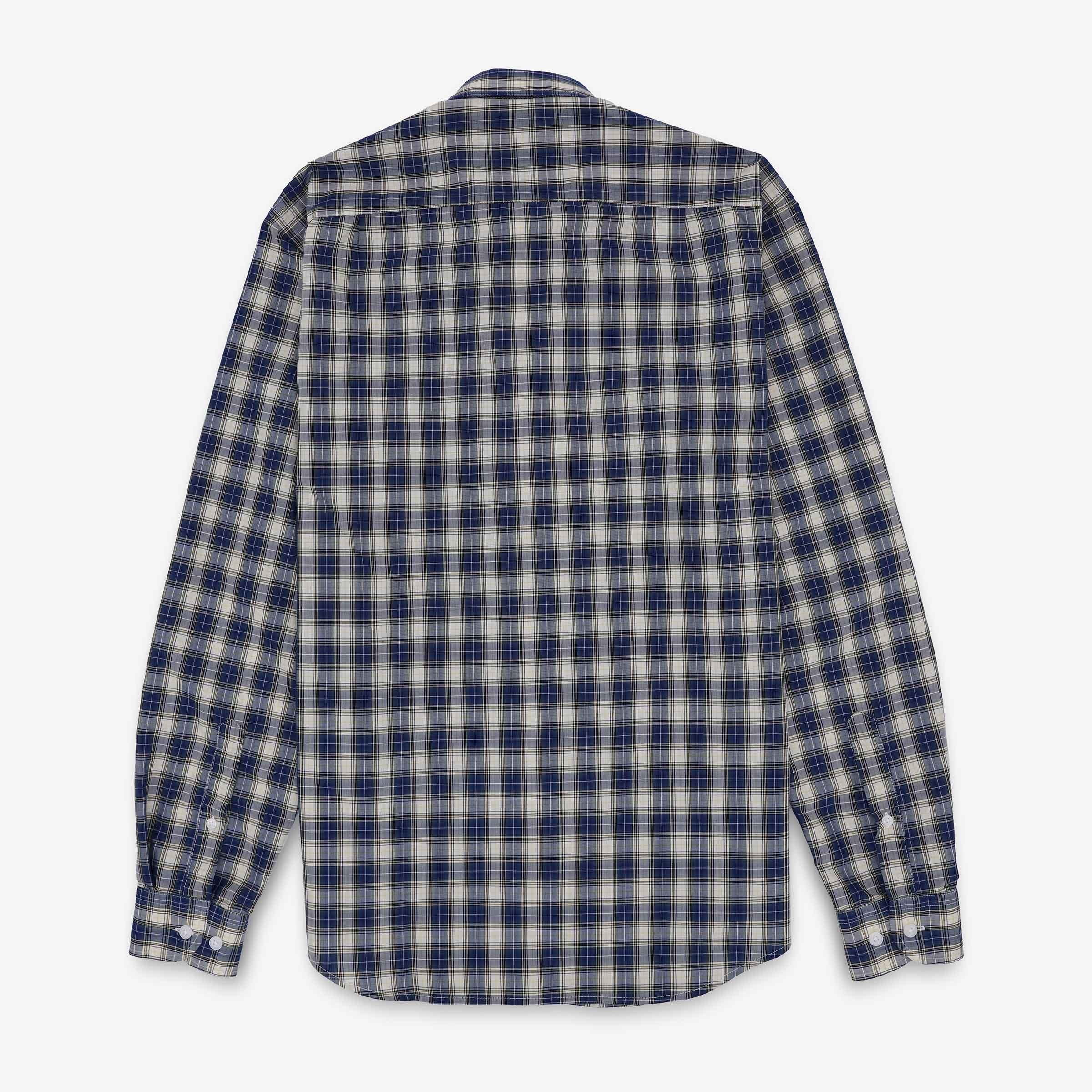 Chemise manches longues en coton bleue et beige à carreaux SERGE BLANCO Bleu