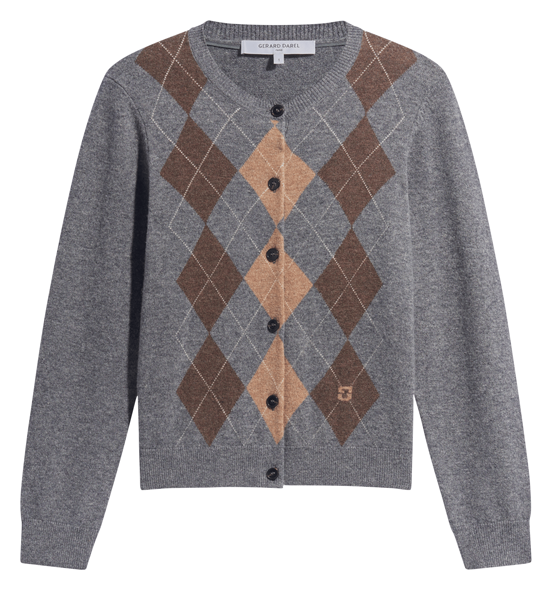 Gilet droit col rond à imprimé en laine GERARD DAREL Gris