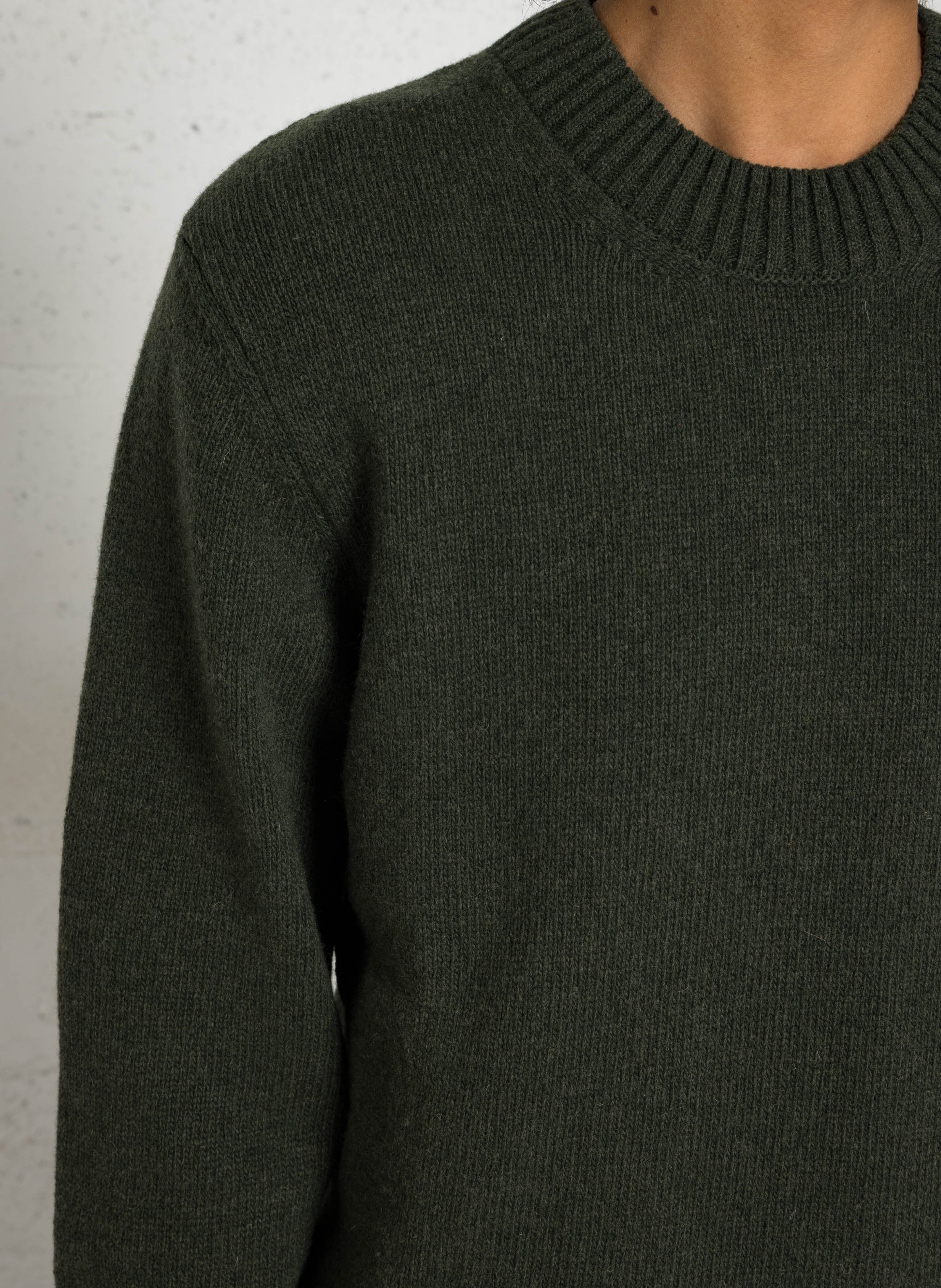 Gerade geschnittener Pullover aus Wollmix mit Rundhalsausschnitt AU PRINTEMPS PARIS Khaki