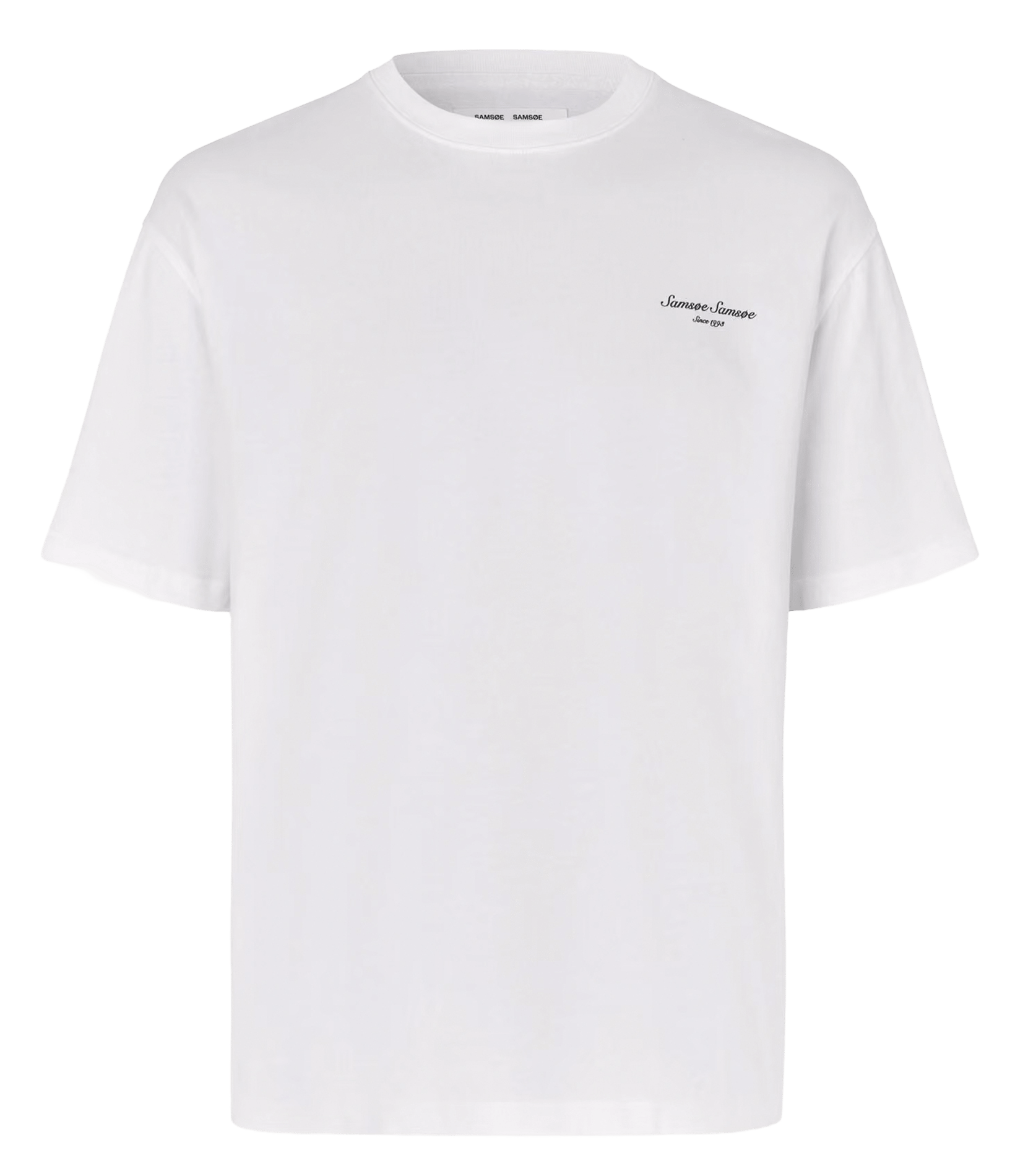 Gerader Rundhalsausschnitt T-Shirt mit Bio-Baumwollprint. SAMSOE SAMSOE Weiss