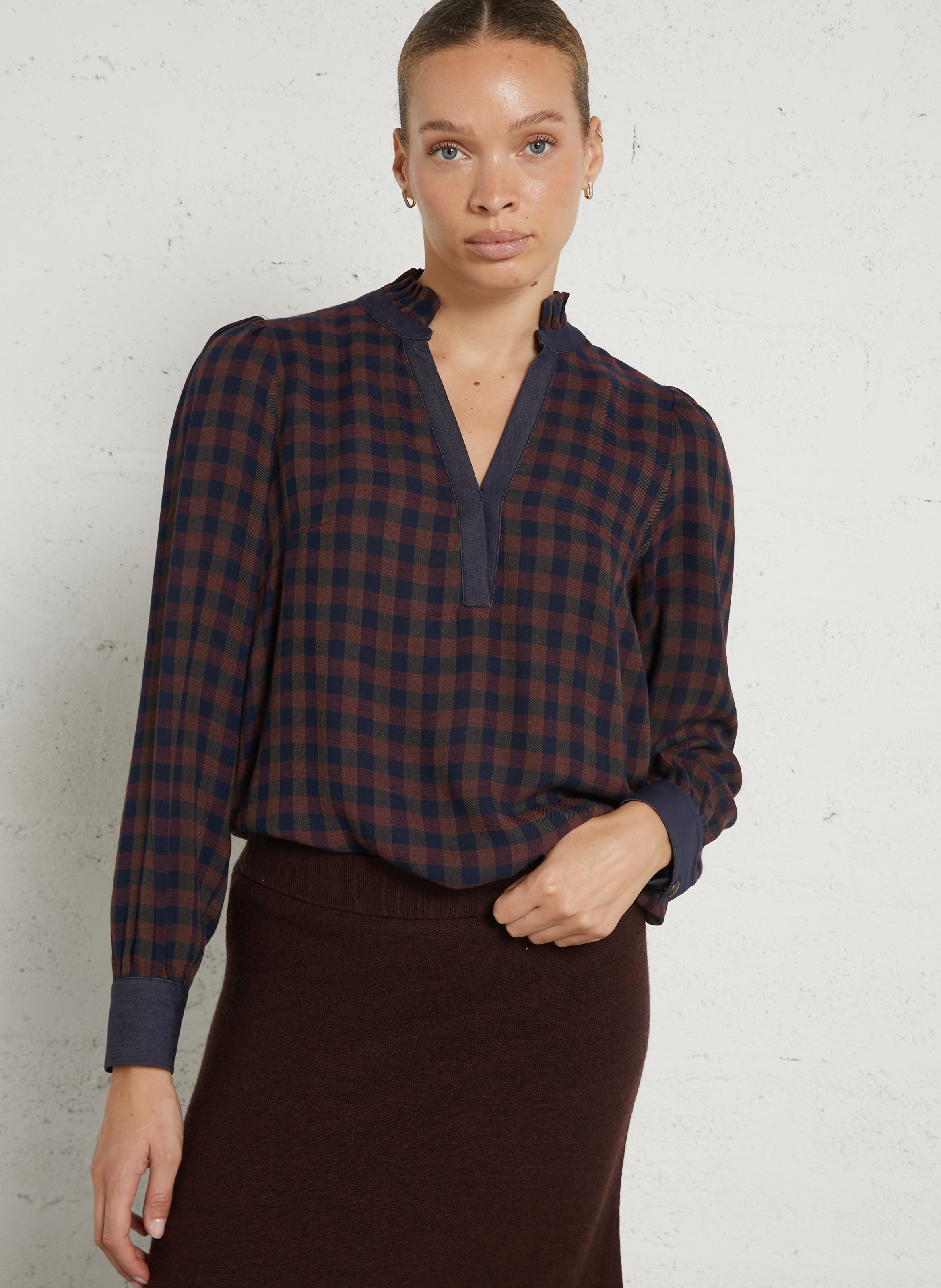 Rechte blouse met Tunesische kraag MAISON 123 Blauw