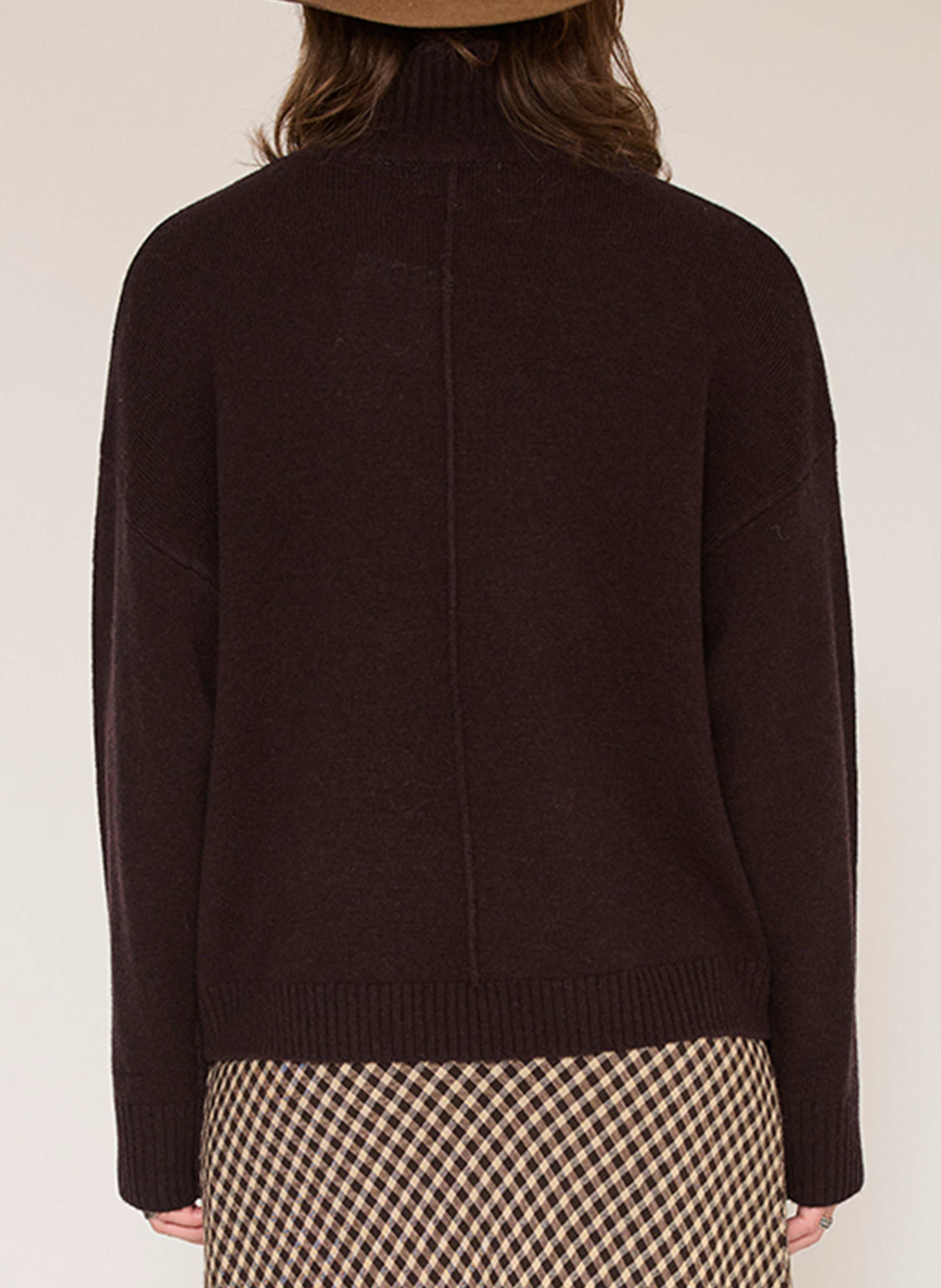 Loose-fit high-neck wool sweater MKT Brown