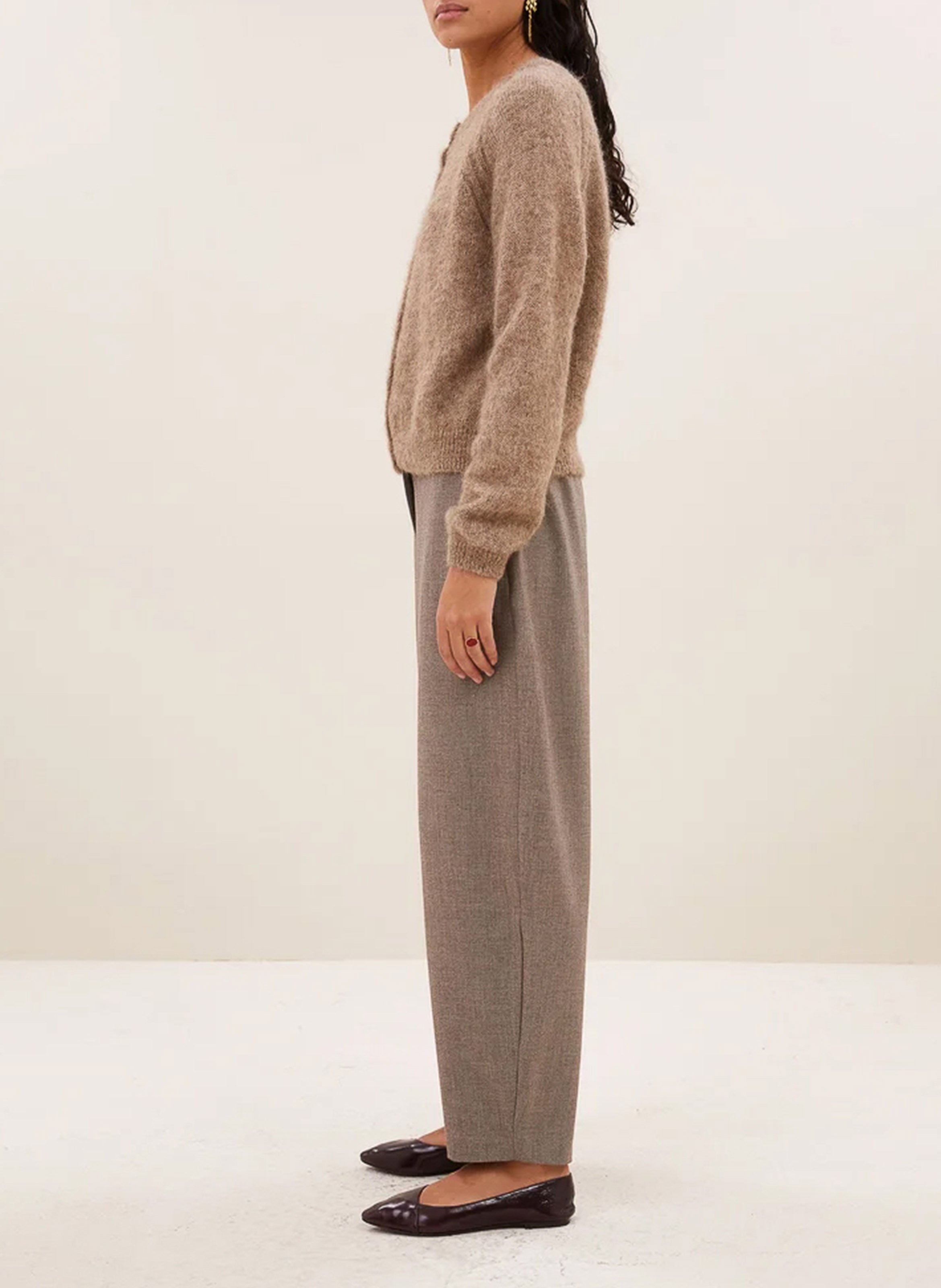 Gilet oversize en laine mélangée BY BAR Marron