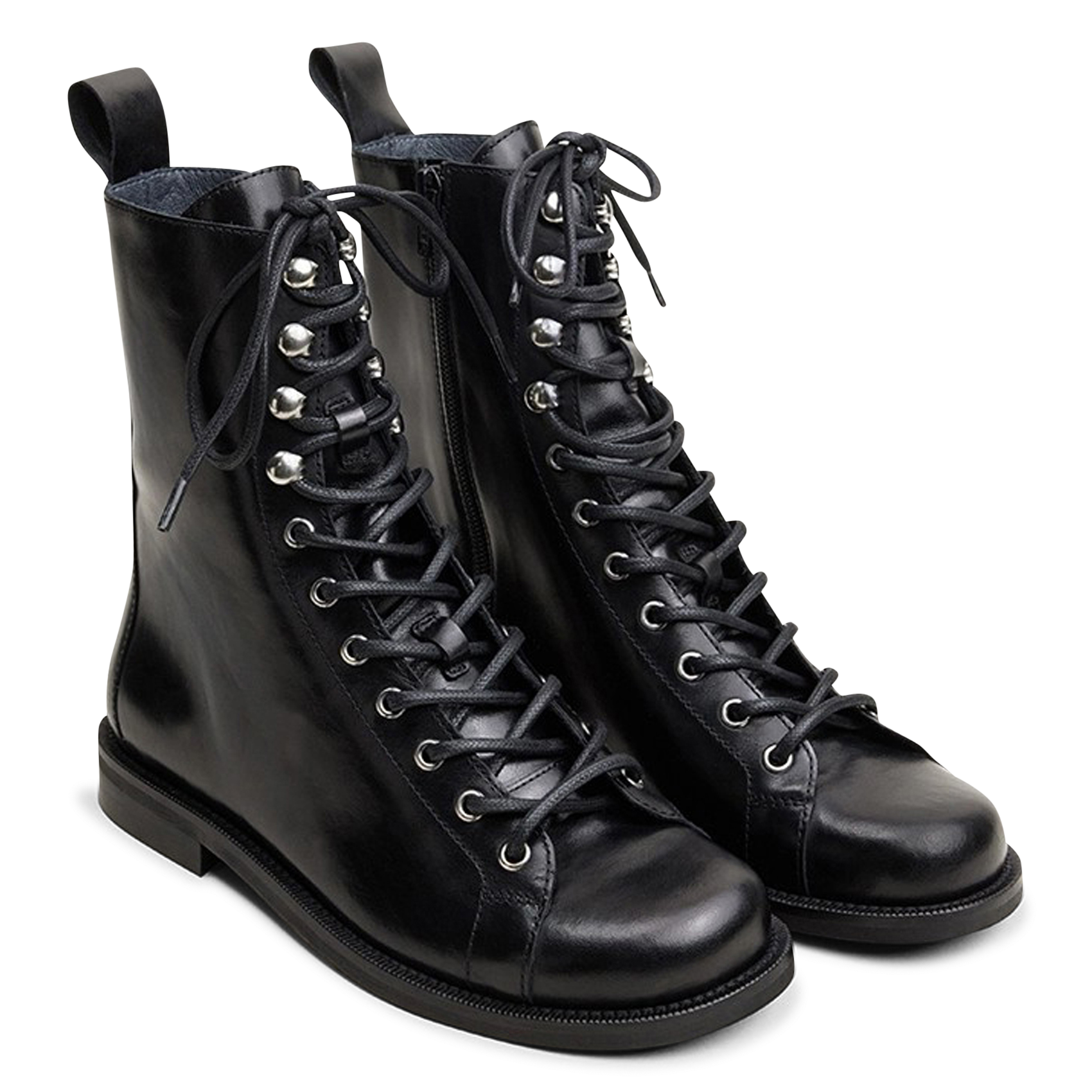 Bottines unies à lacets en cuir JONAK Noir