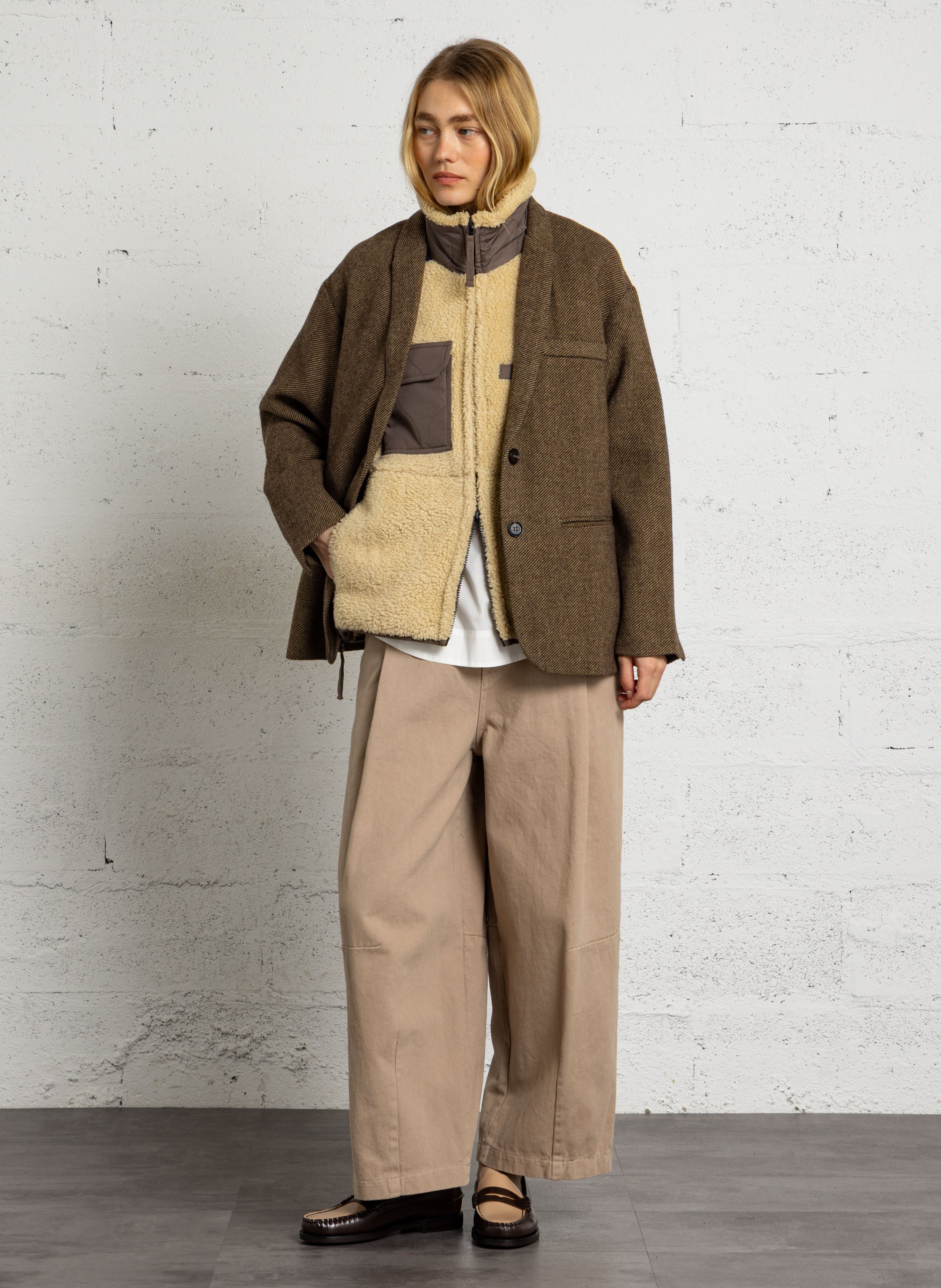 Wide-leg cotton pants PLEASE Beige