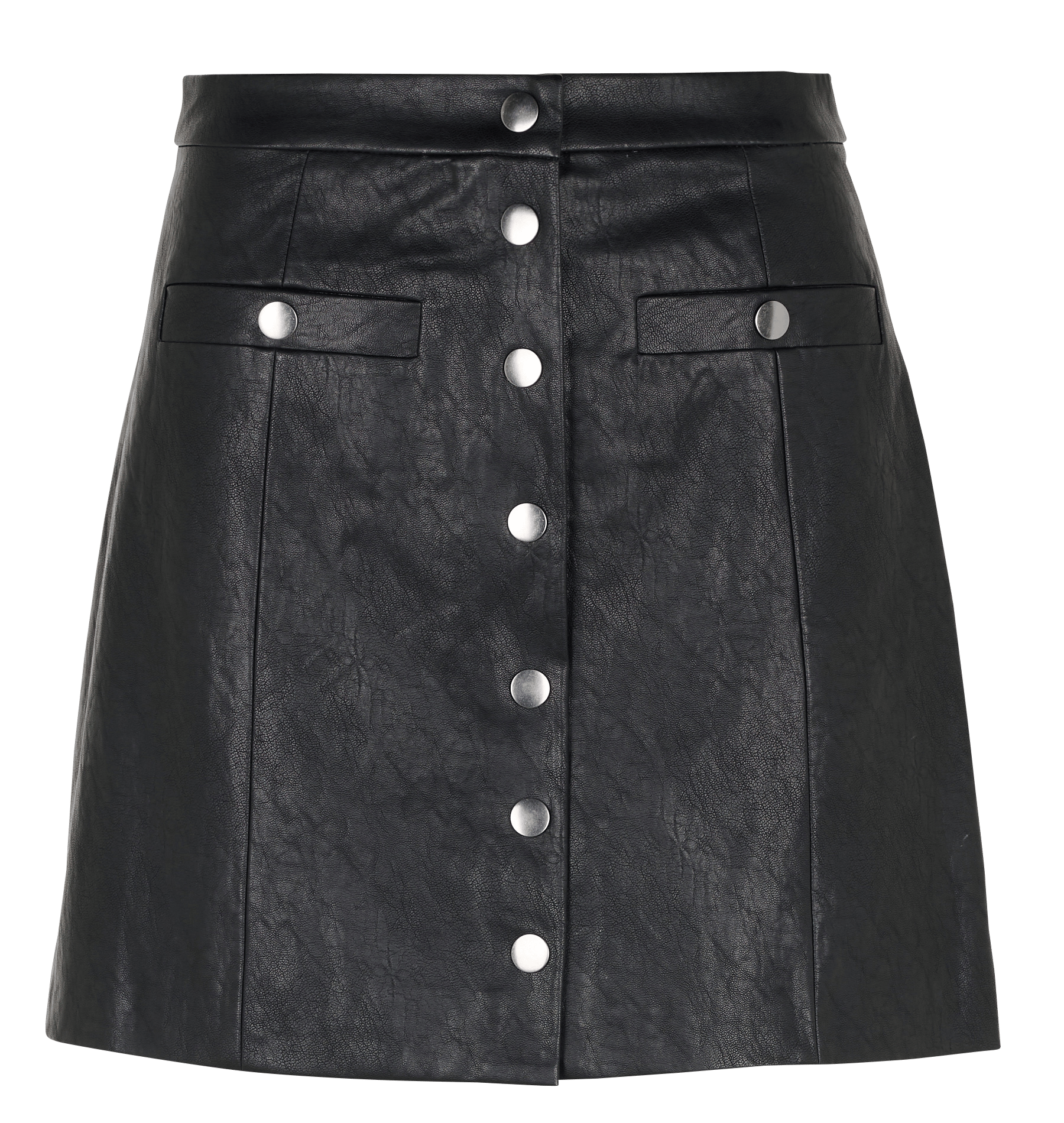 Jupe courte boutonnée en simili cuir KOOKAI Noir