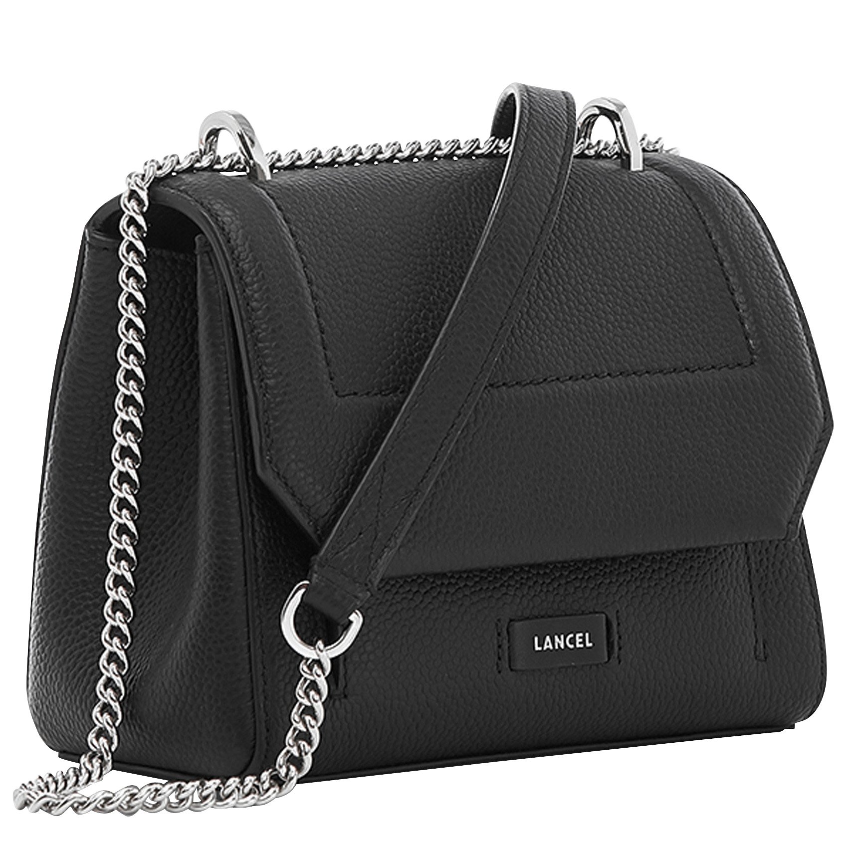 Sac à rabat petit modèle en cuir grainé LANCEL Noir