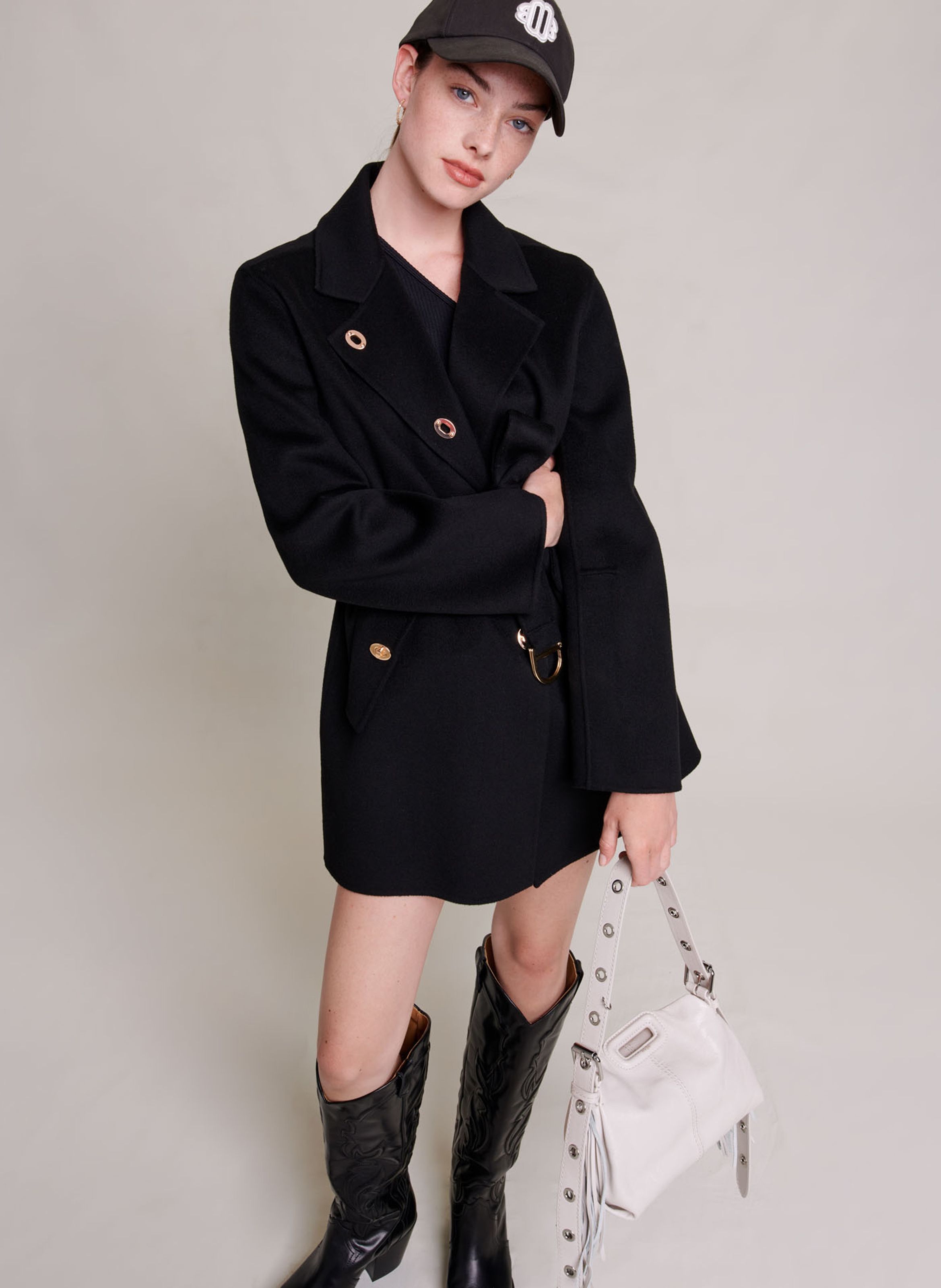 Maje black store wool coat