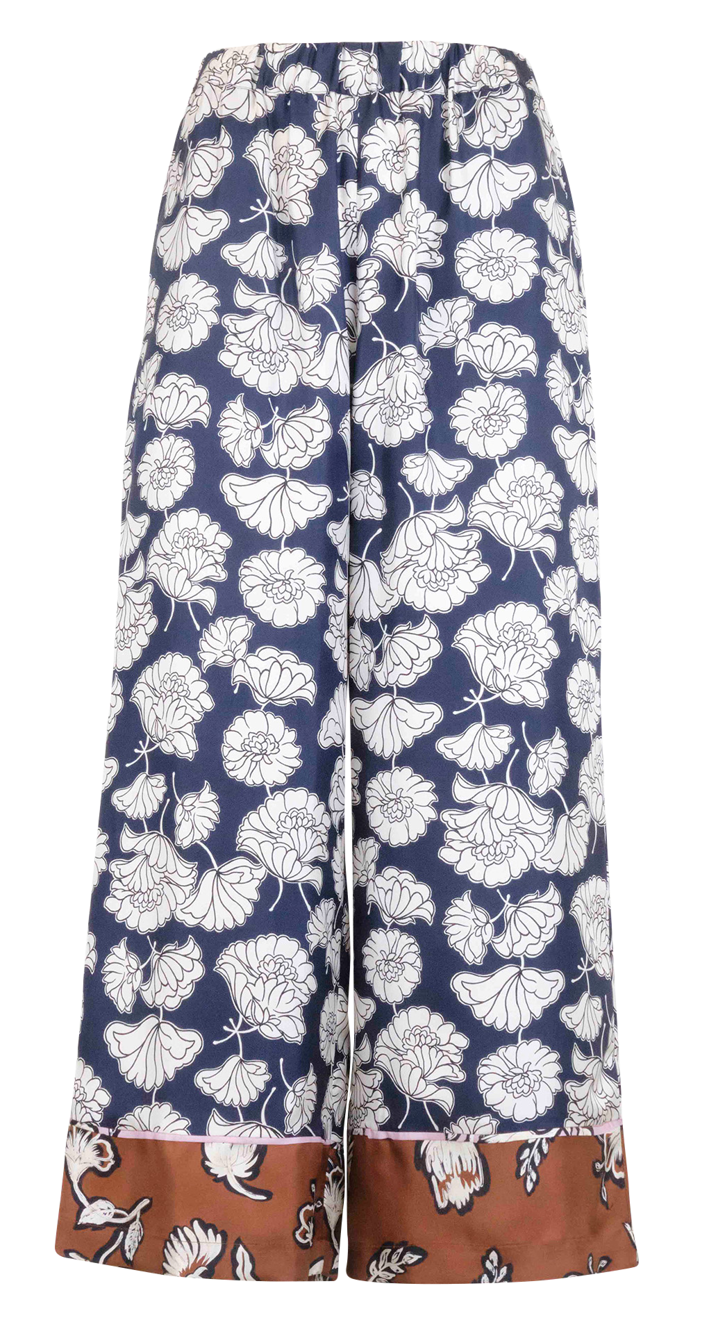 Straight floral print silk pants MAX MARA WEEK END Blue