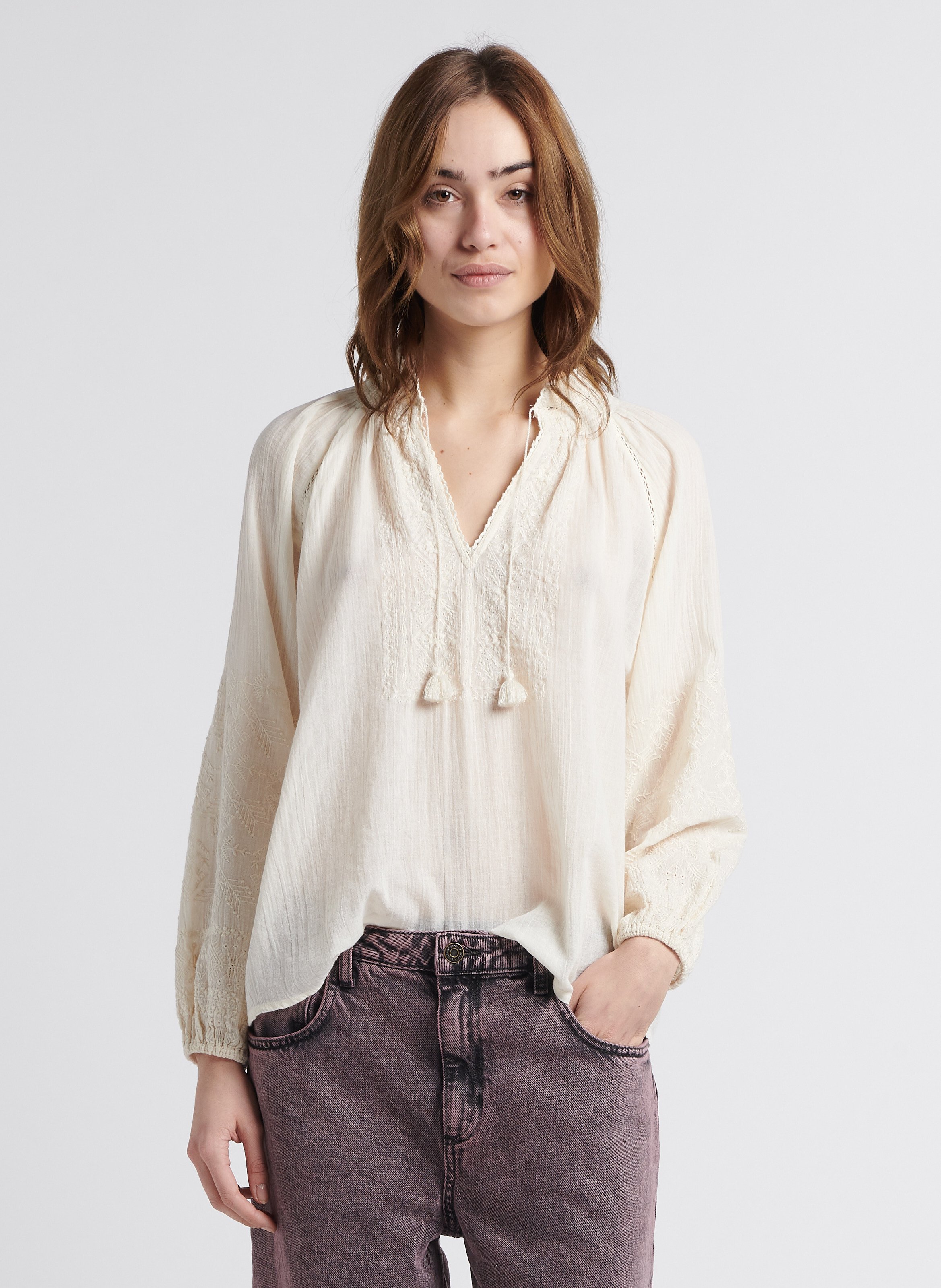 women's white embroidered blouse