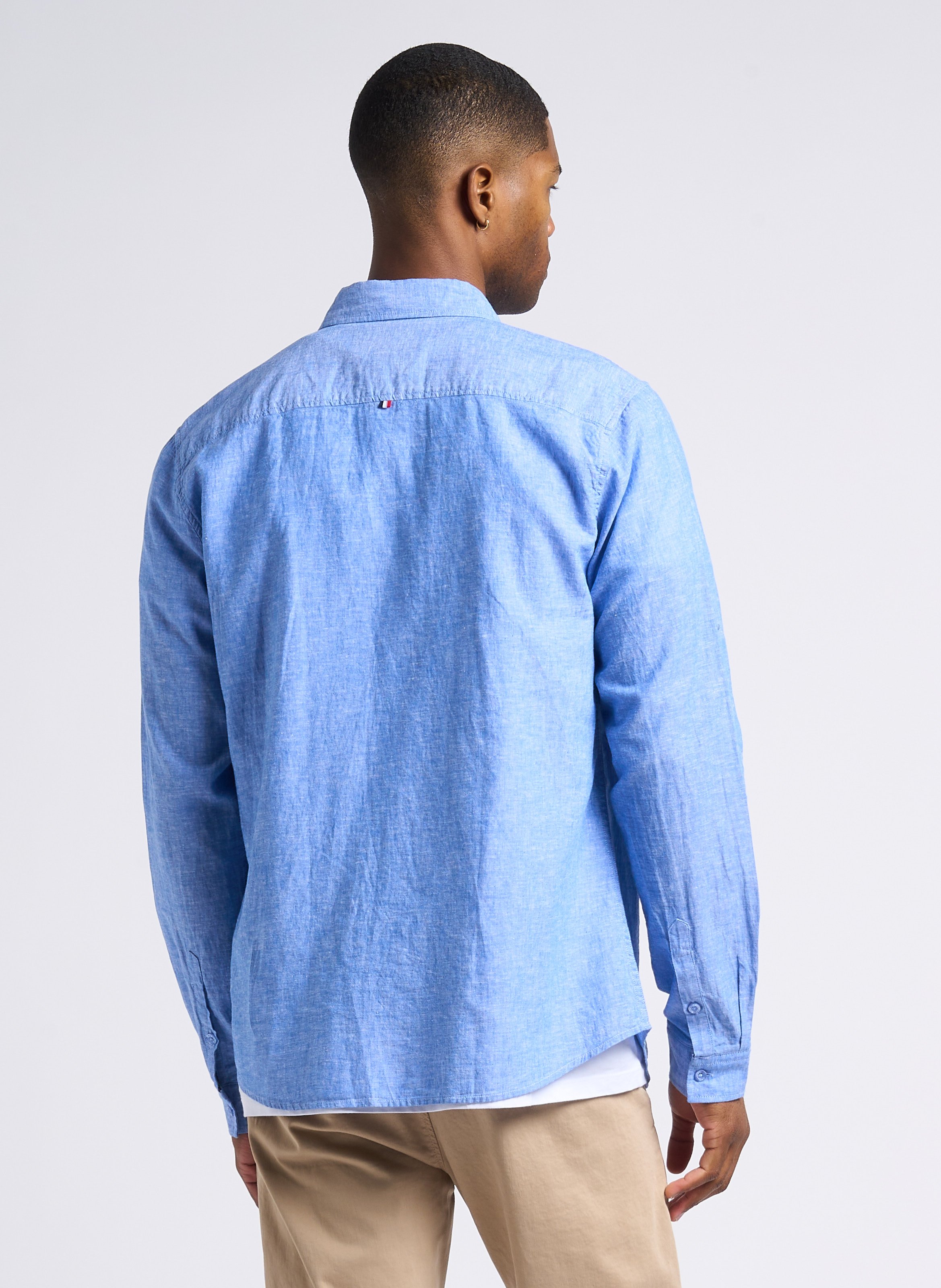 Chemise regular en lin et coton LE TEMPS DES CERISES Bleu