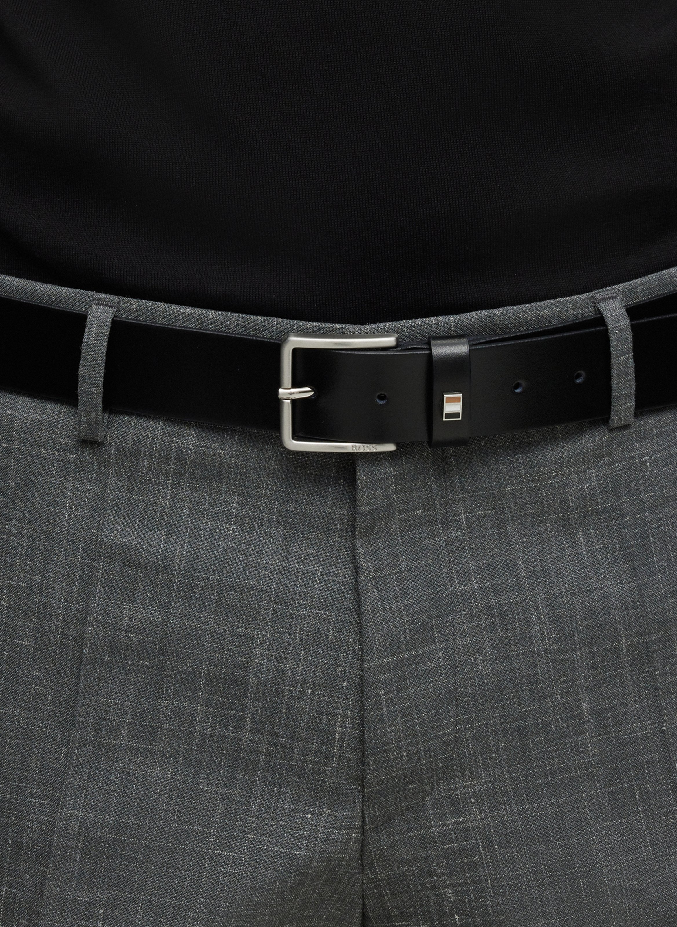 - Buckle closure. - Width: 3 cm.  BOSS Black