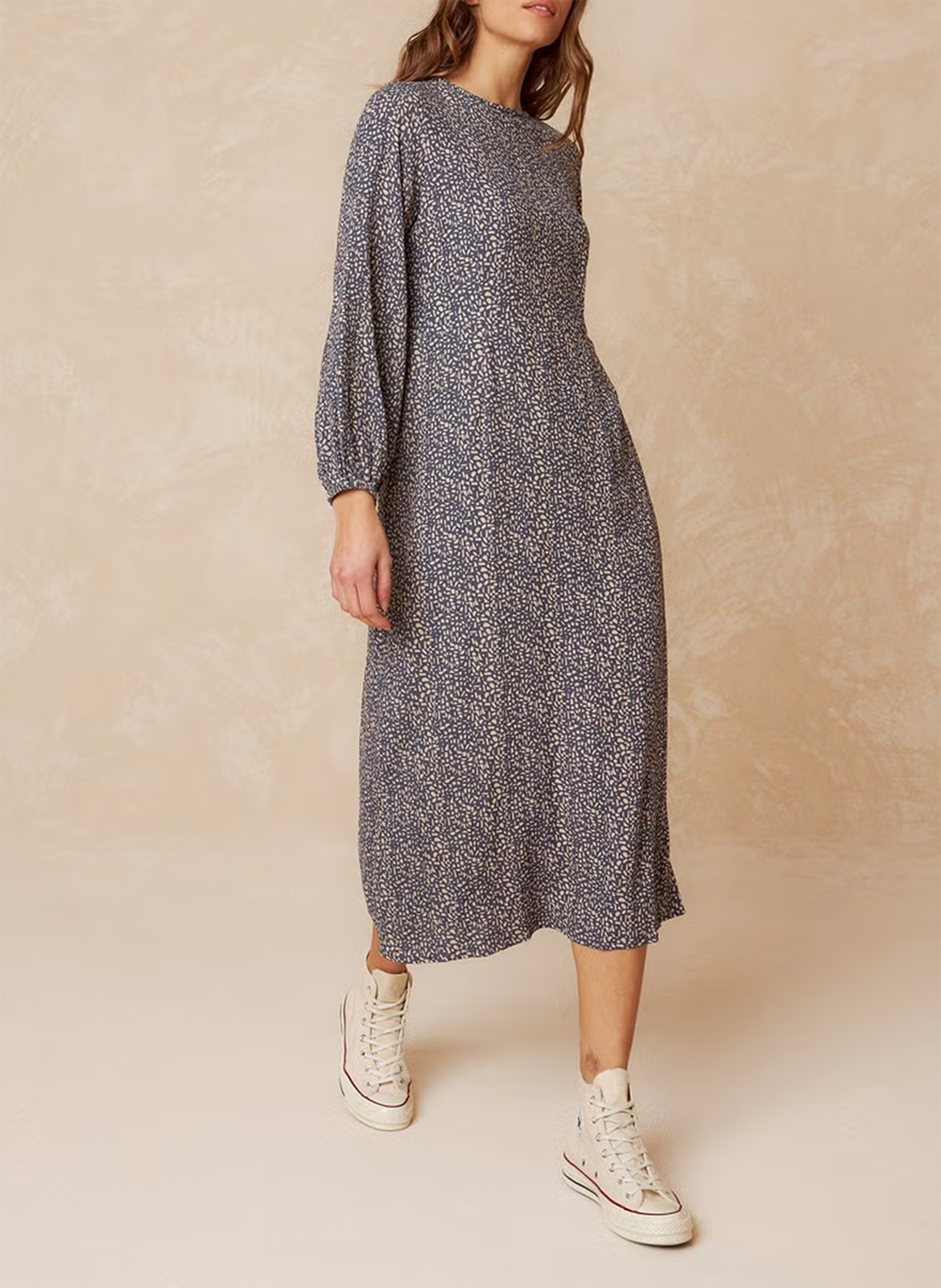 Long floral print viscose dress INDI & COLD Blue