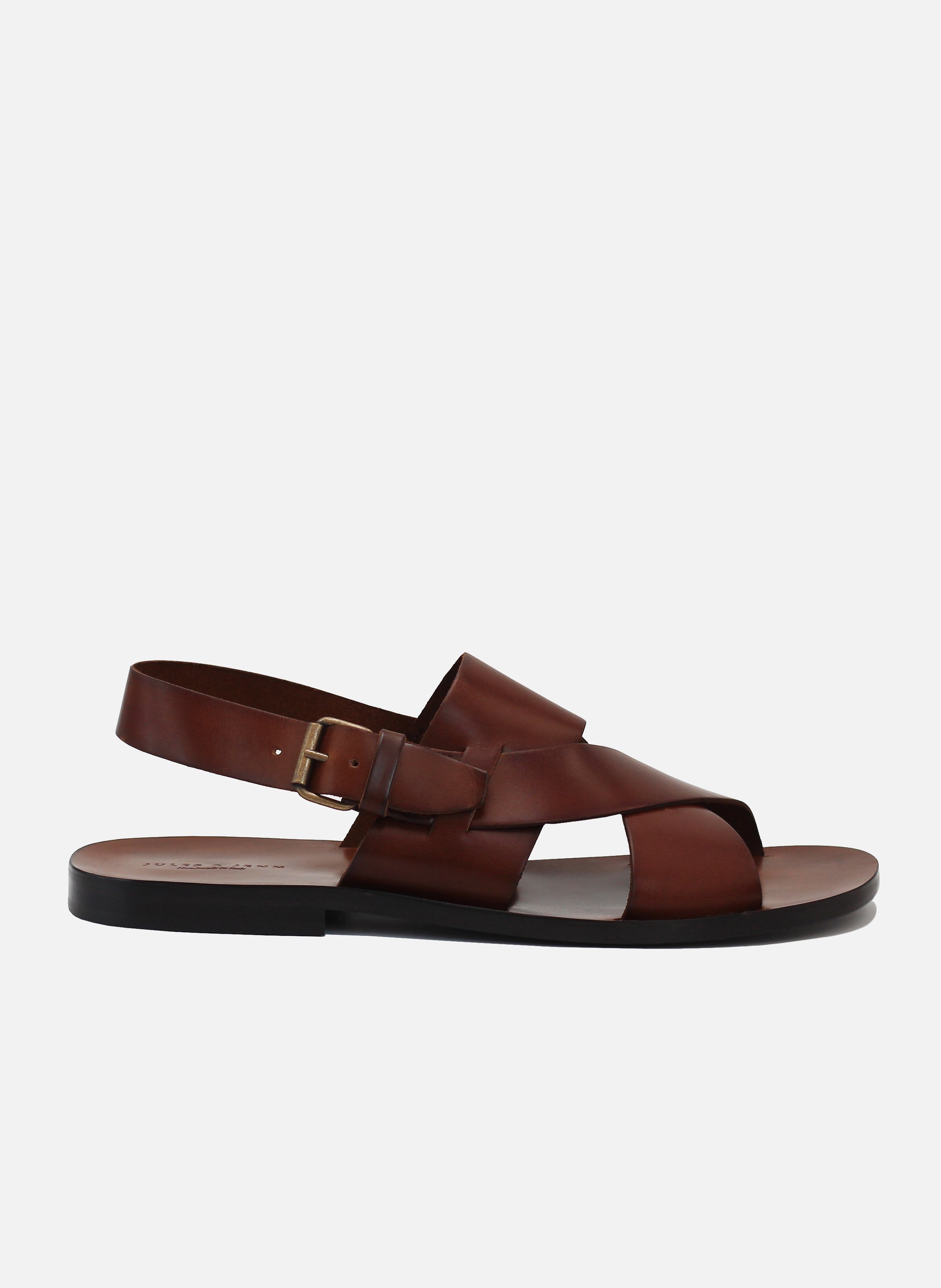 Flat leather sandals JULES & JENN Brown