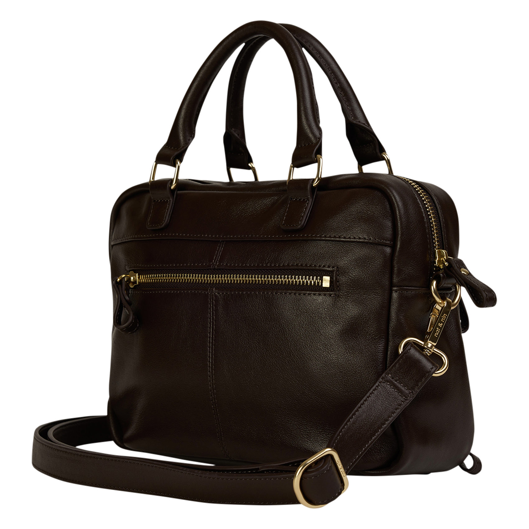 Sac à main multipoches en cuir NAT & NIN Marron