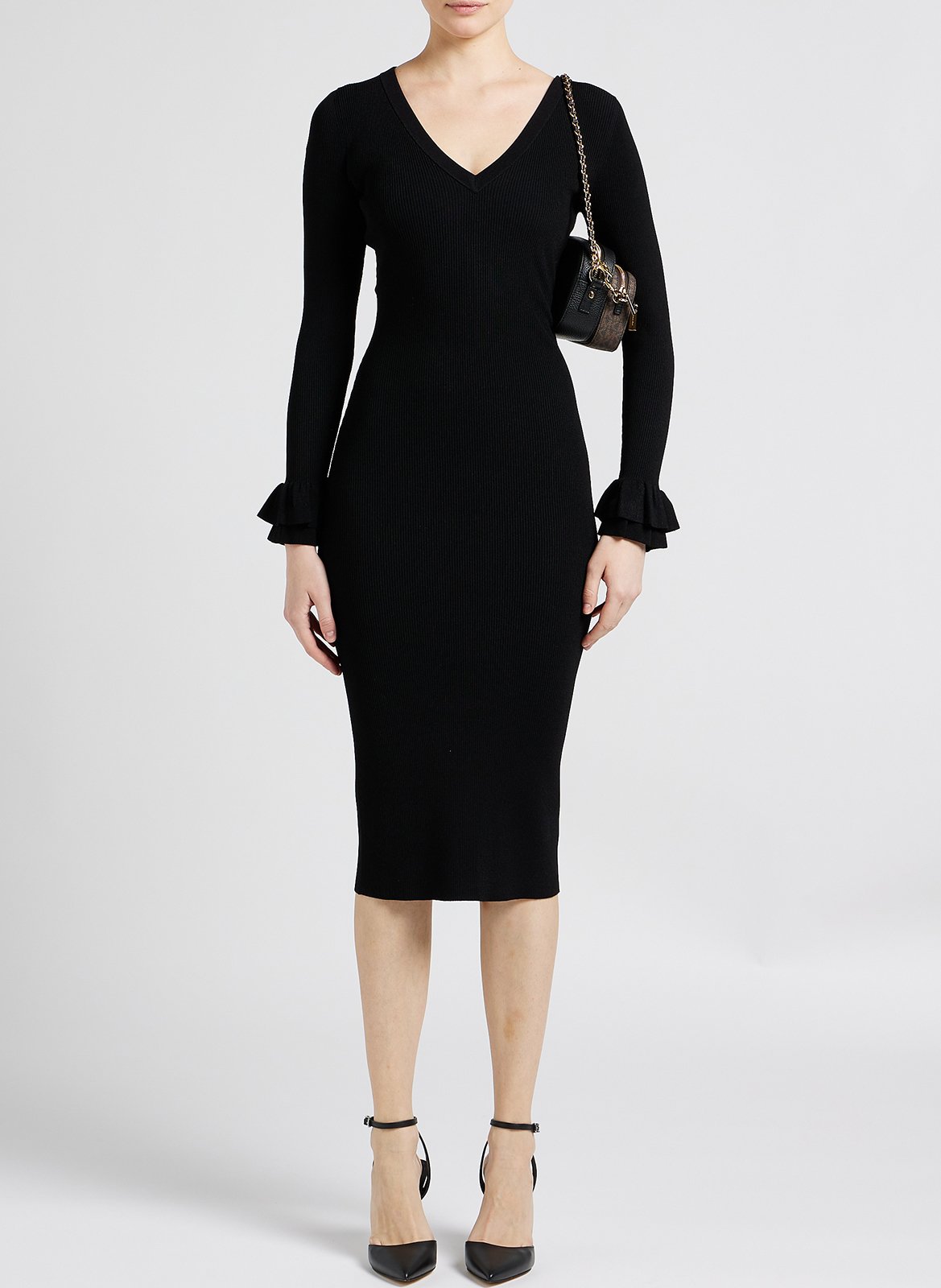 V-neck midi dress MICHAEL KORS Black