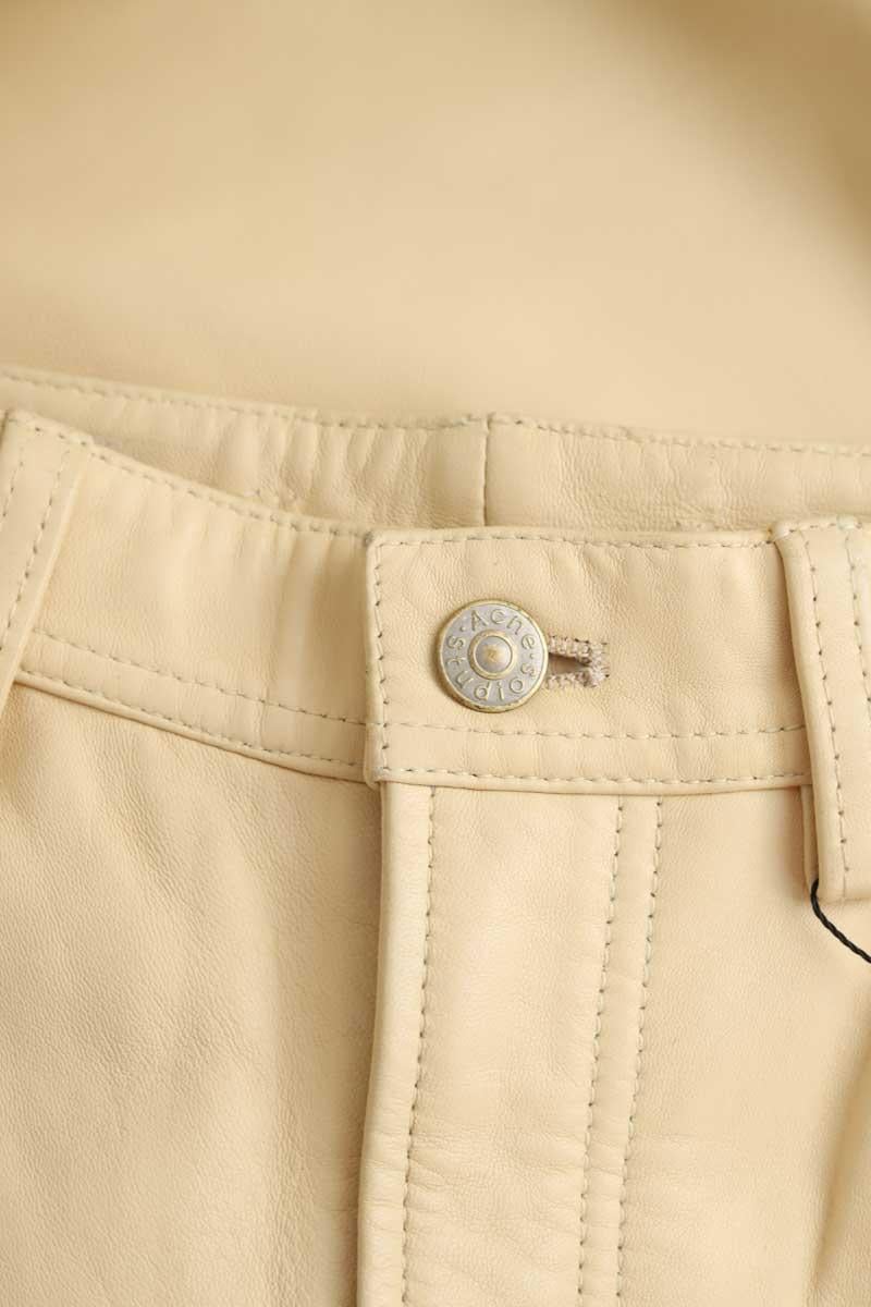 Straight leather pants ACNE STUDIOS - Seconde Main Beige