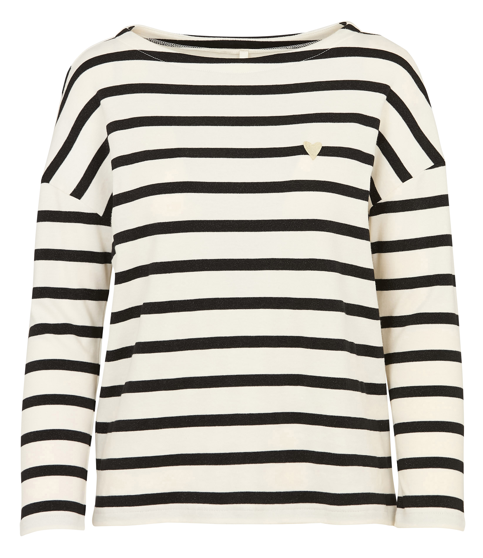 Striped T-shirt with heart embroidery I CODE White