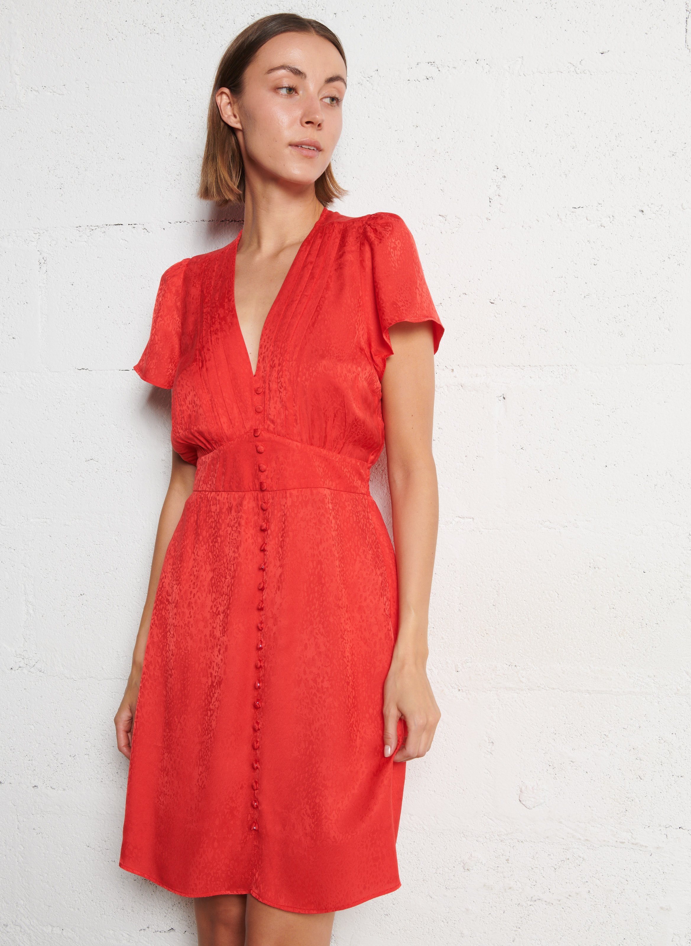 Kurzkleid aus Viskose-Mix IKKS Rot