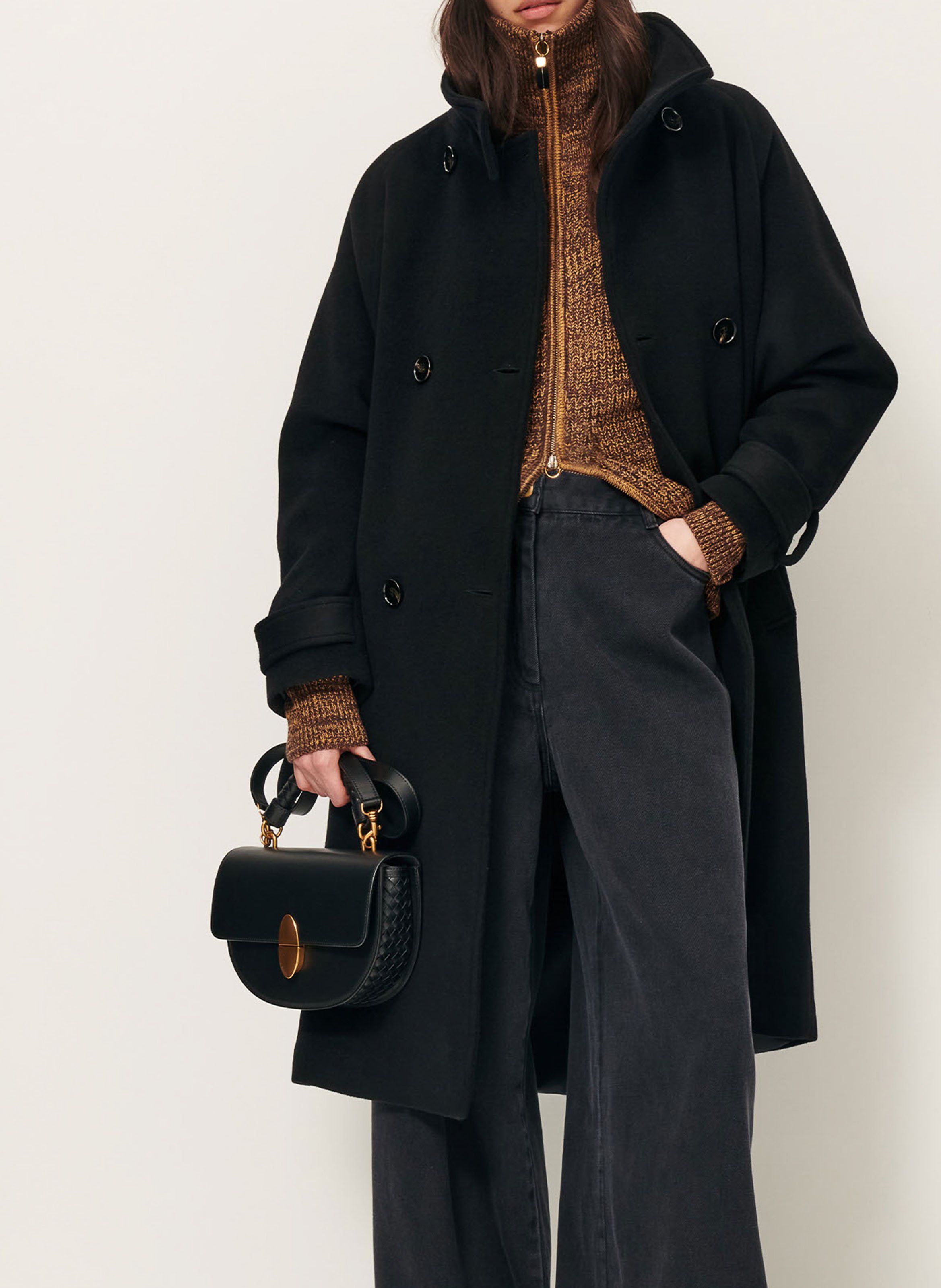 Manteau col montant en laine mélangée SESSUN