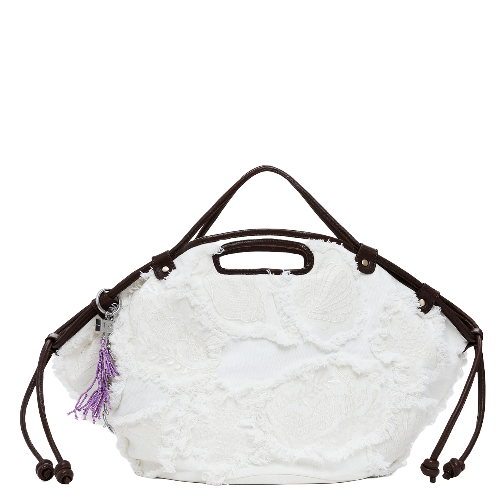 Embroidered cotton shopper bag DESIGUAL White