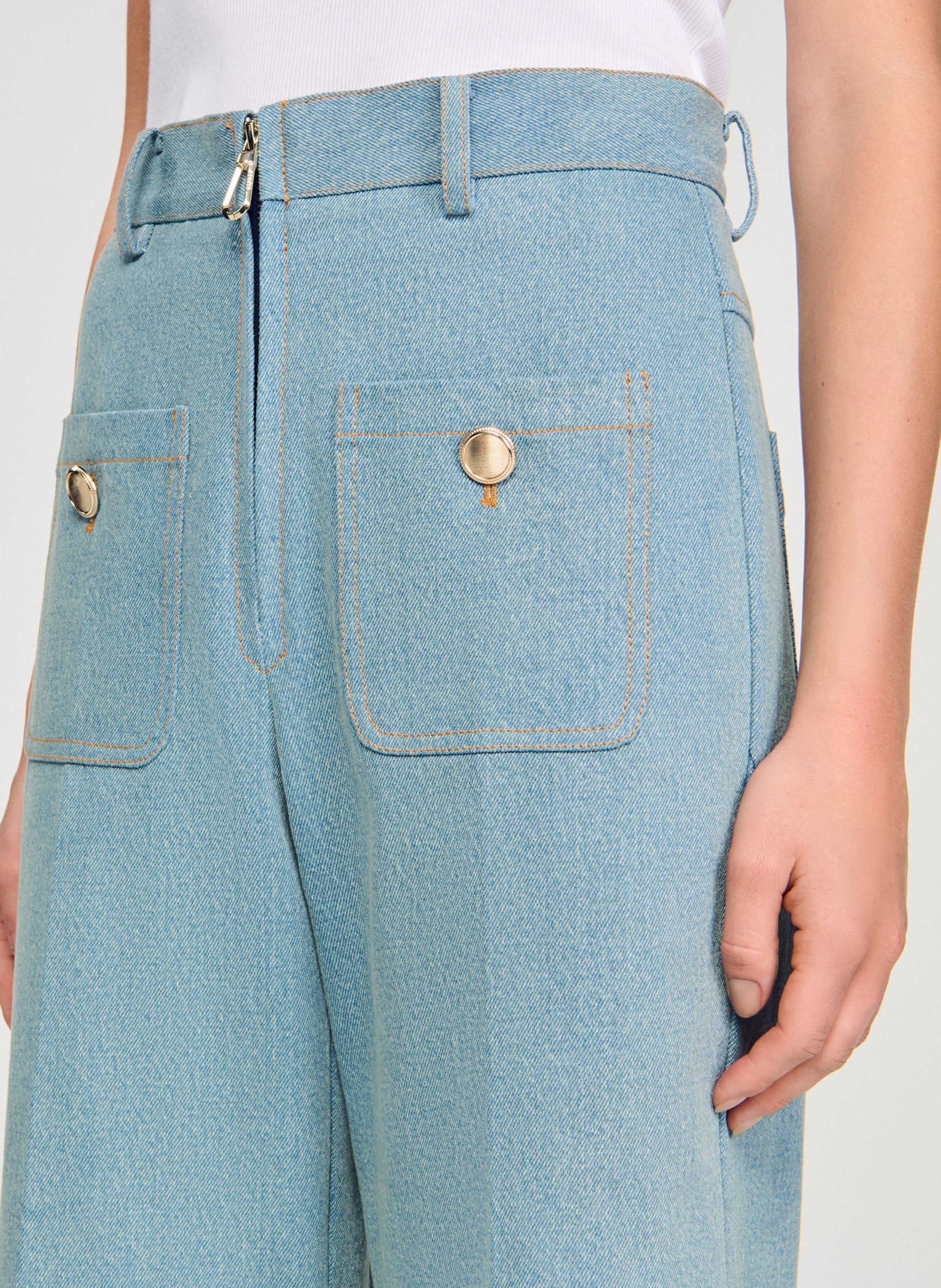 Jean large en coton SANDRO Bleu