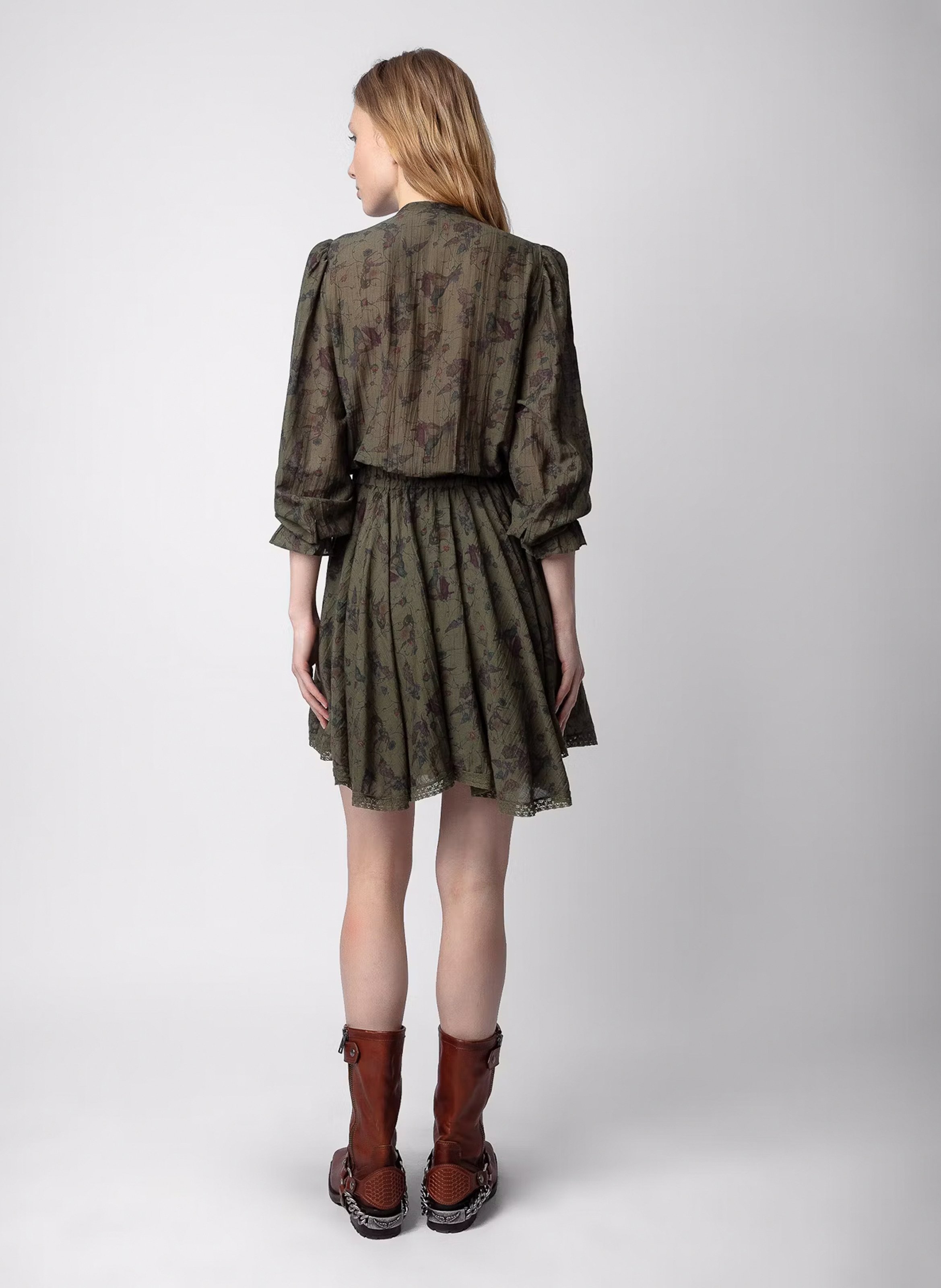 Robe courte cintrée col rond en coton mélangé ZADIG&VOLTAIRE Vert