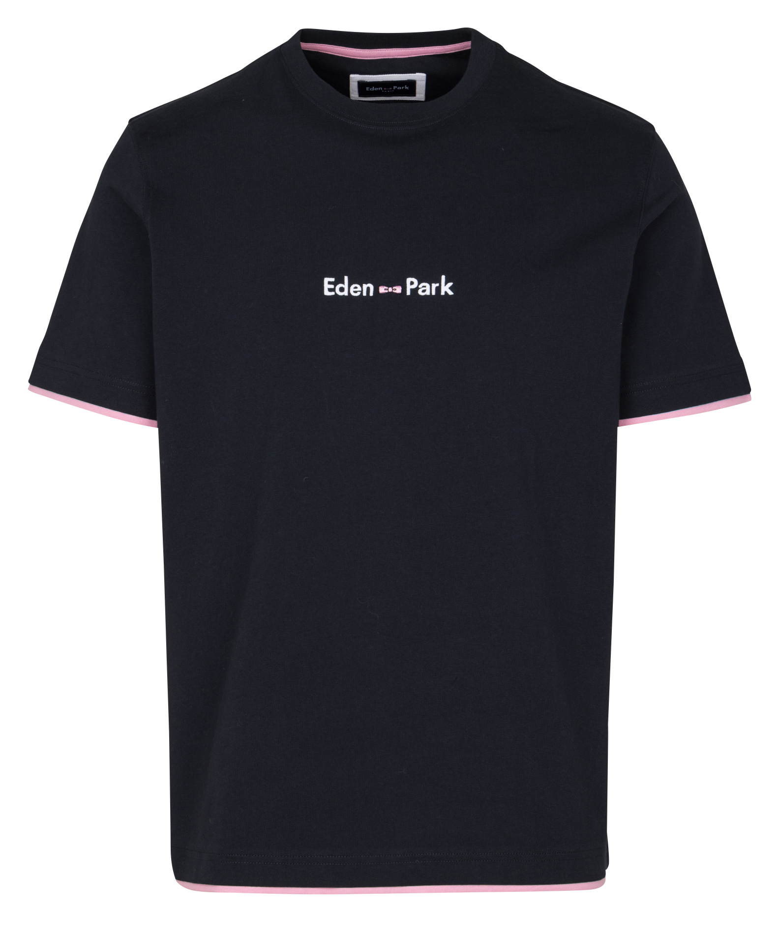 Tee-shirt droit col rond brodé en coton EDEN PARK Bleu