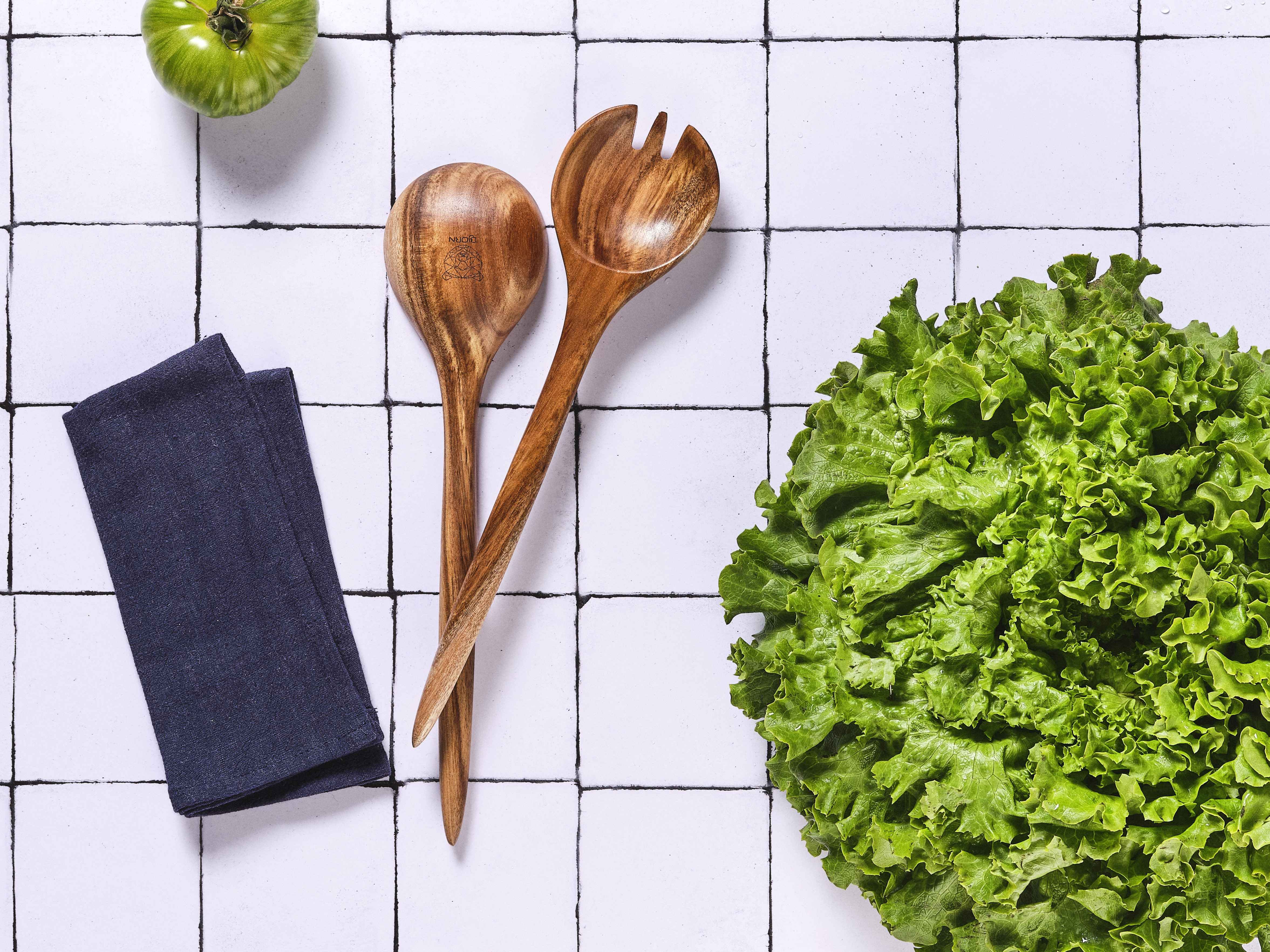 Acacia wood salad servers by Rolf BJORN Brown