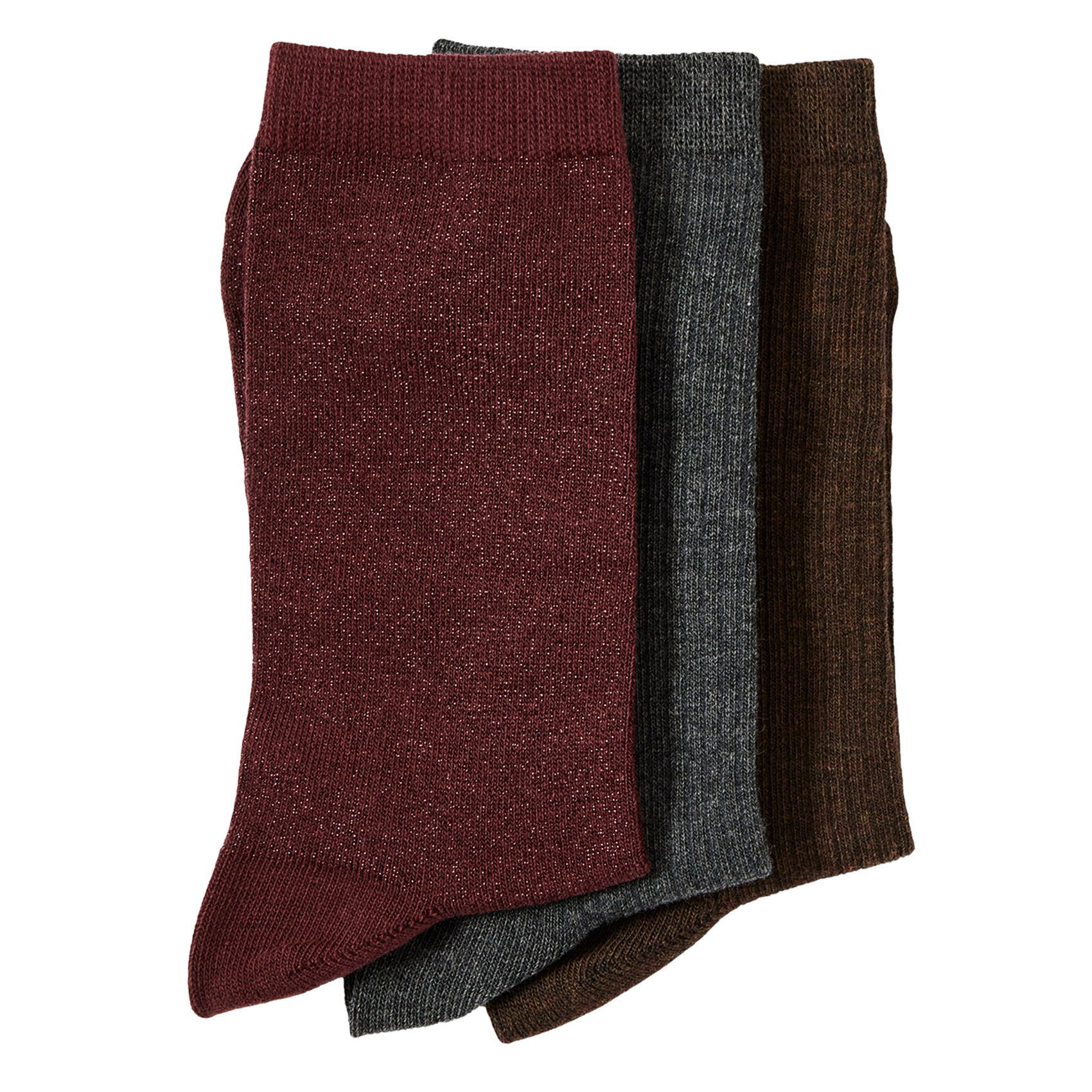 Pack mit 3 Bio-Baumwollsocken SELECTED Pflaume