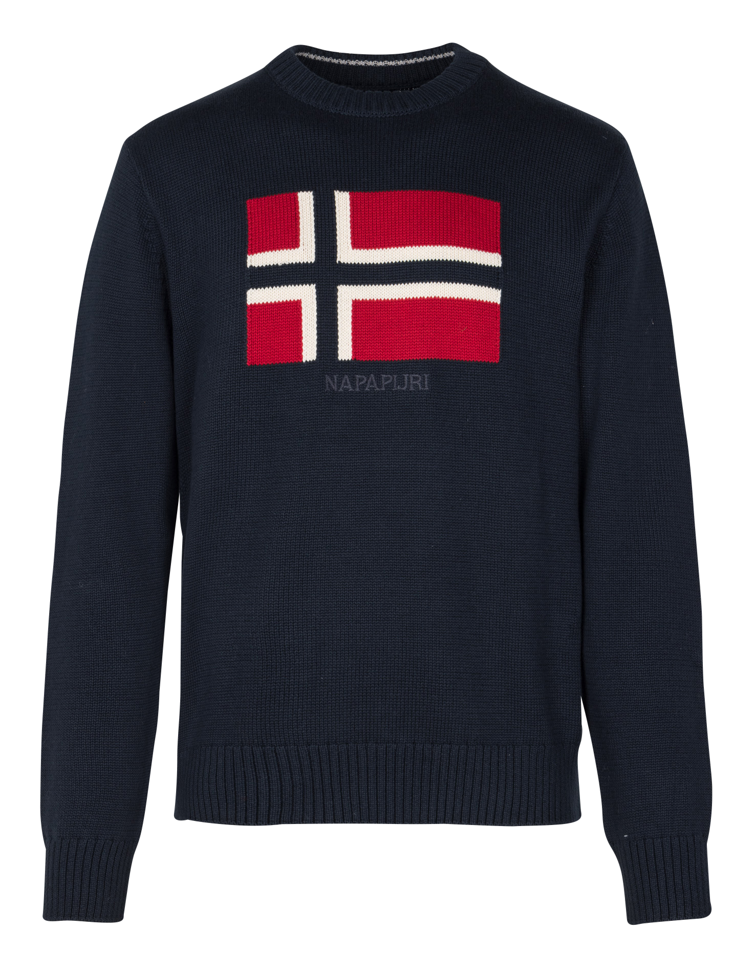 Pull ample col rond jacquard en coton NAPAPIJRI Bleu