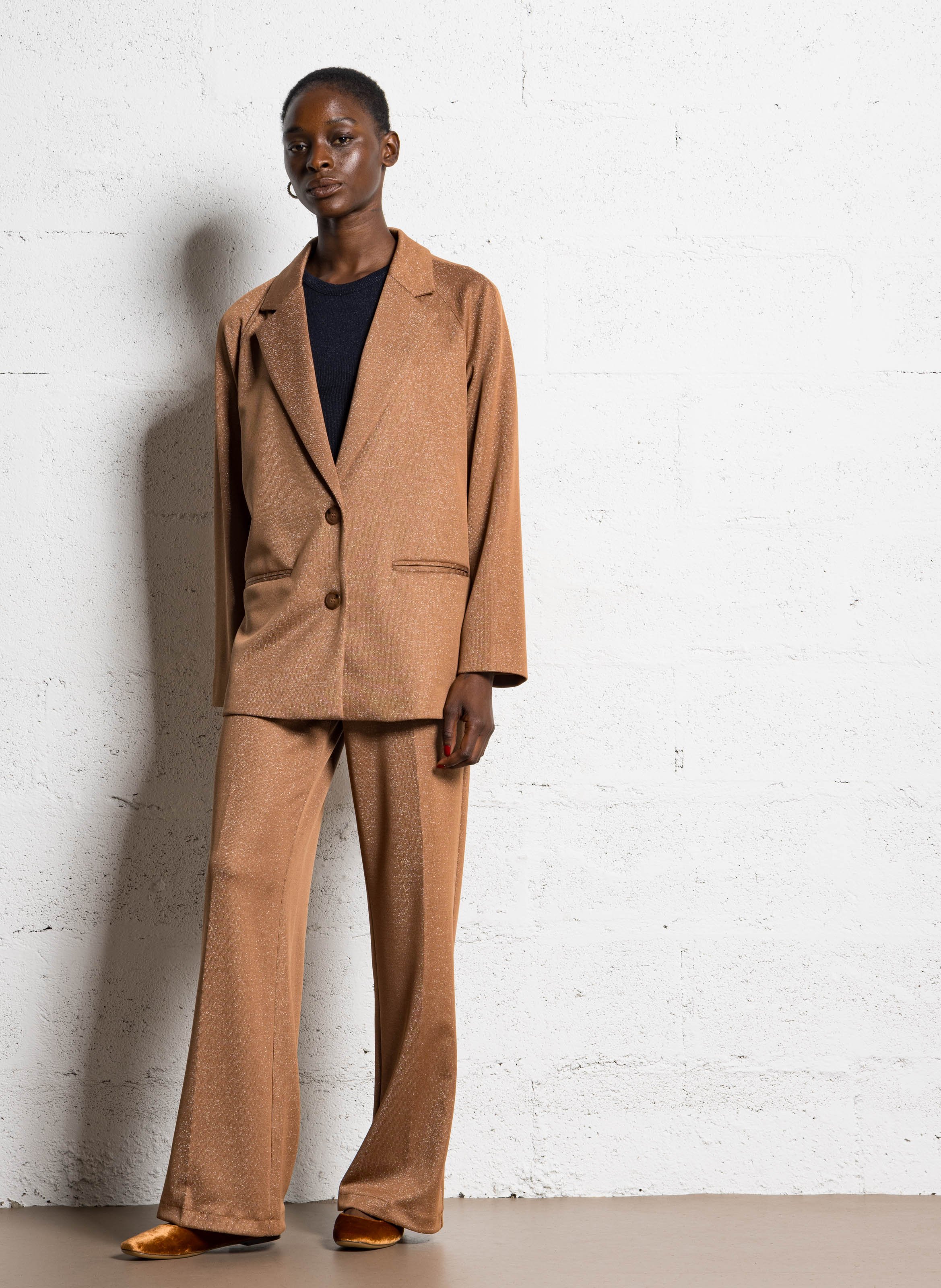 Pantalon droit métallisé IMPERIAL Marron