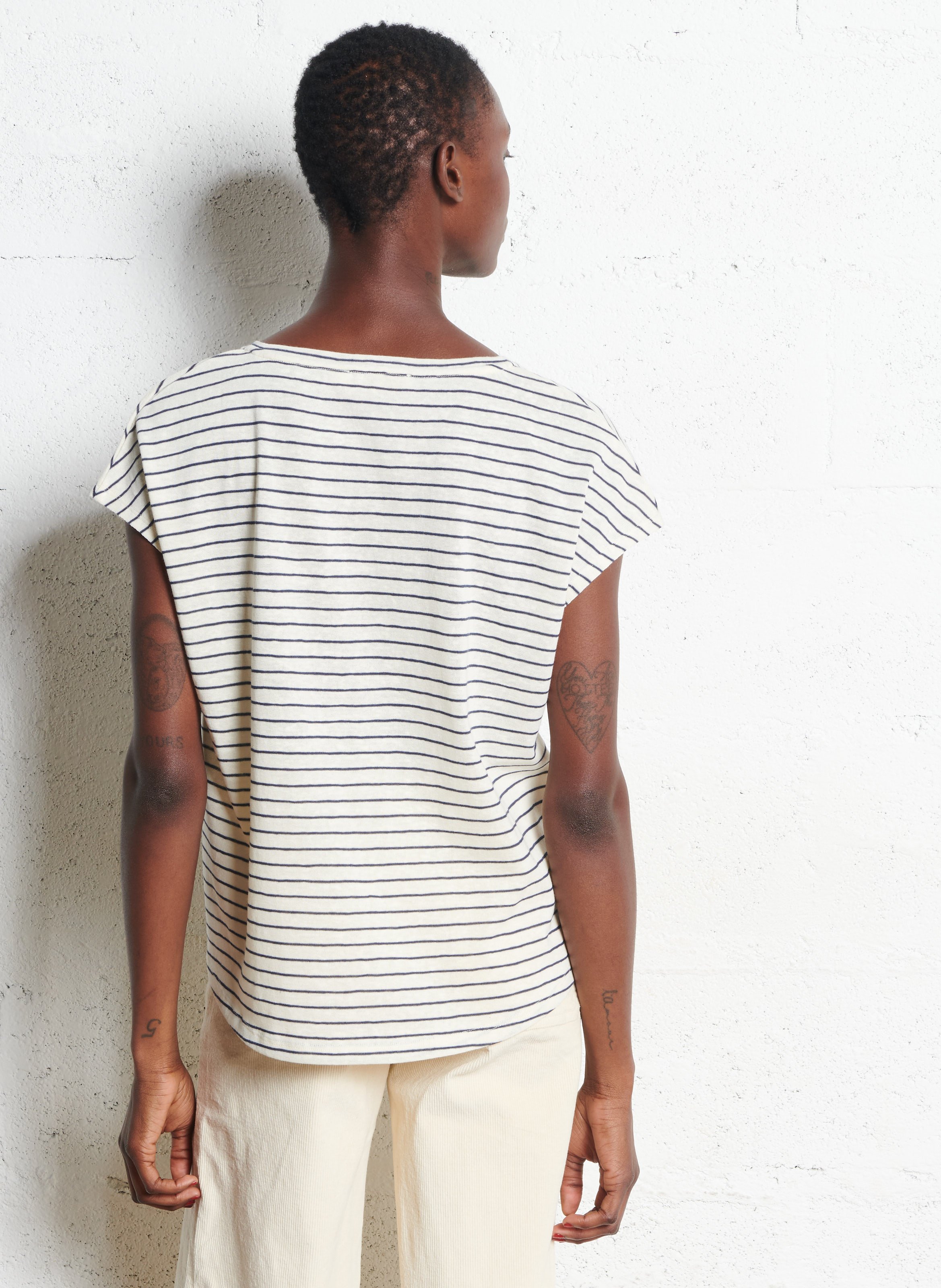 Tee-shirt col V ample LA PETITE ETOILE Beige