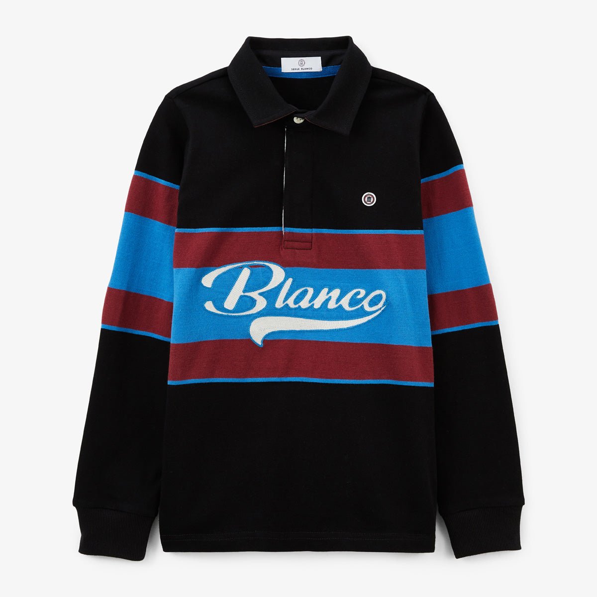 Embroidered Striped Rugby Shirt for Boys SERGE BLANCO Black