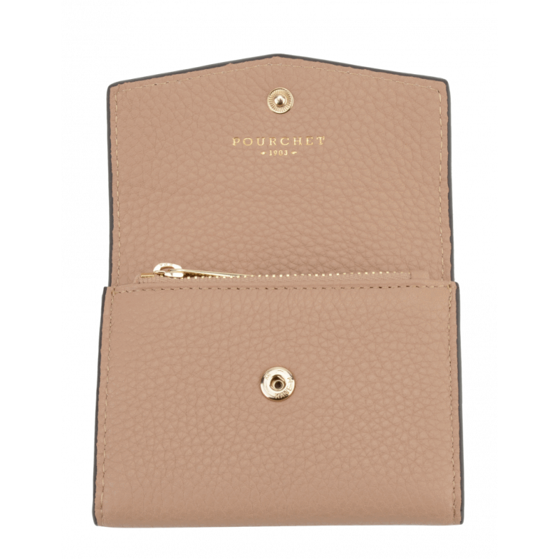 Leather coin purse POURCHET Brown