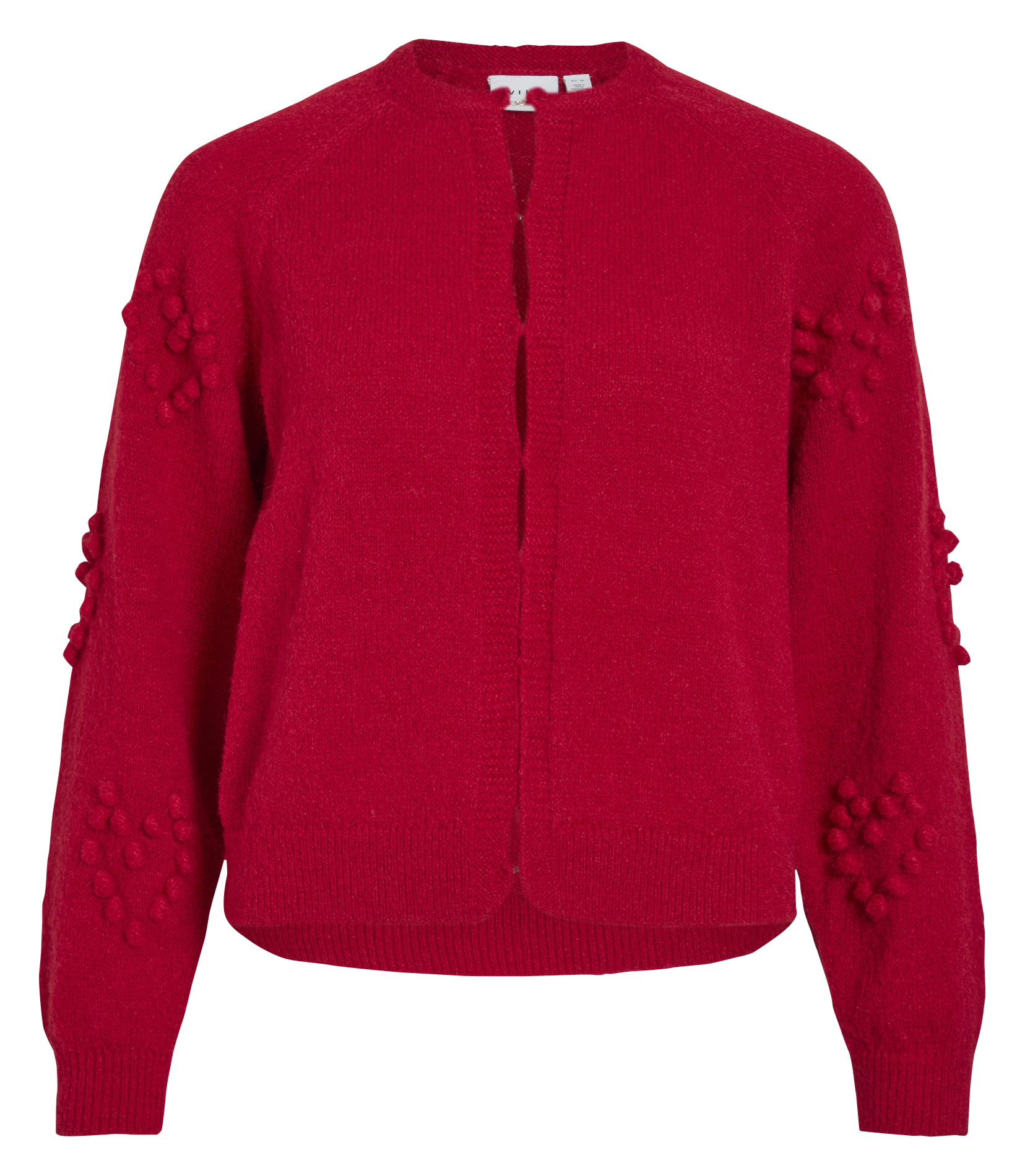Gilet droit col rond en maille VILA Rouge