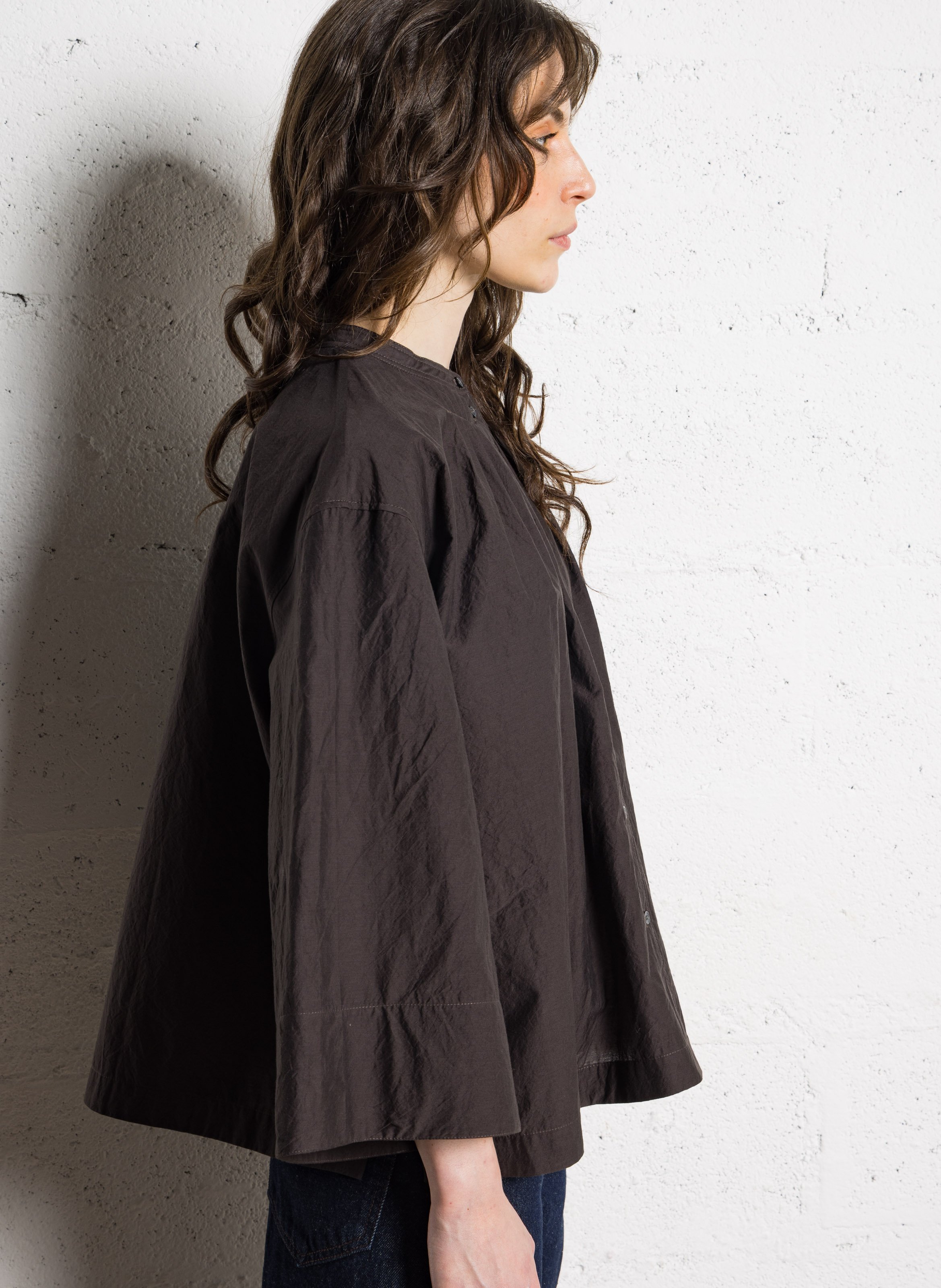 Round-neck cotton-blend blouse SOEUR Brown