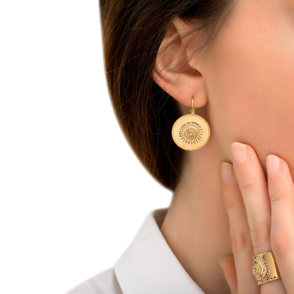 Metal and crystal prestige sleeper earrings SATELLITE PARIS No Color