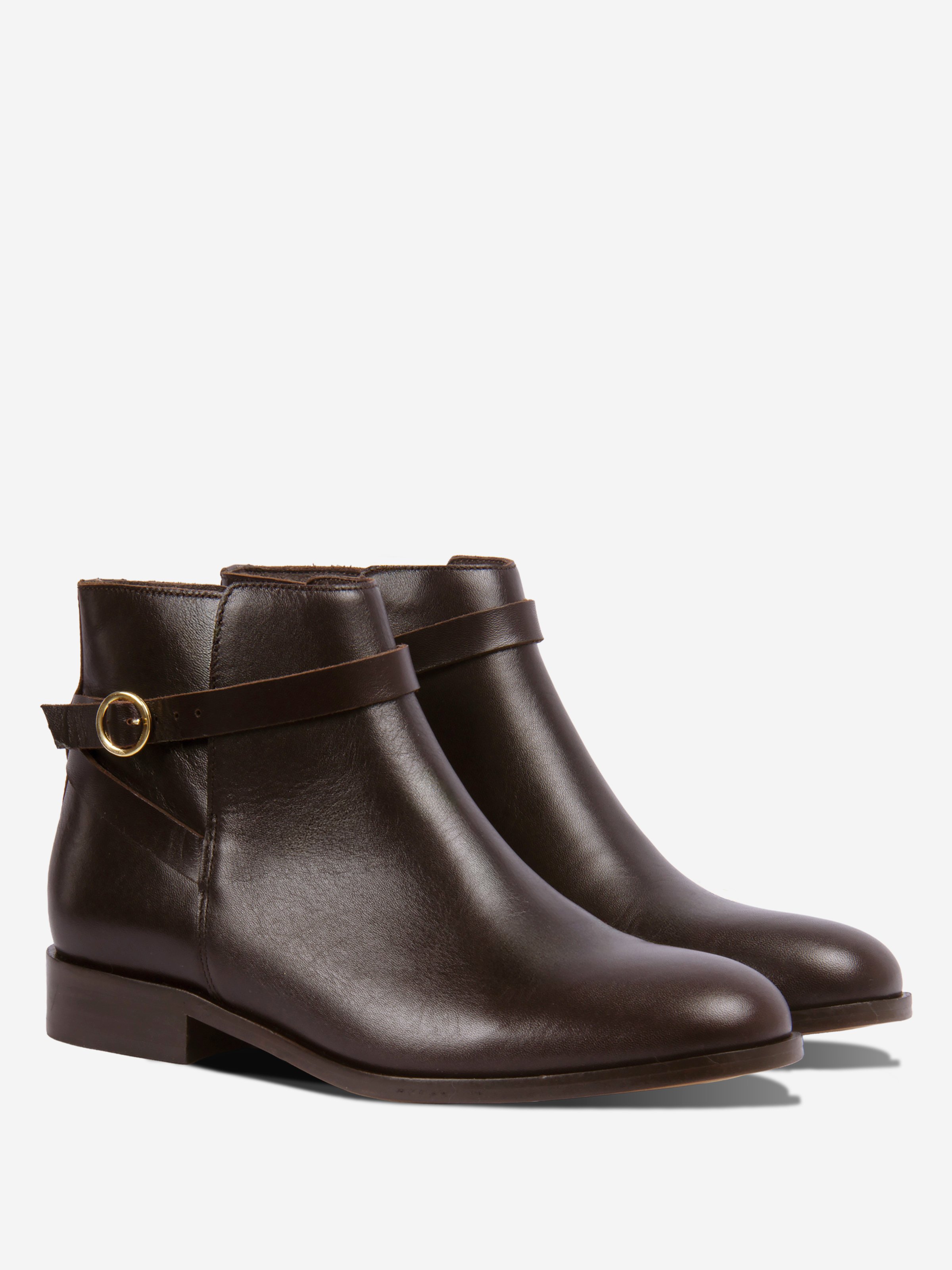 Flat leather riding Mid-calf boots JULES & JENN Brown