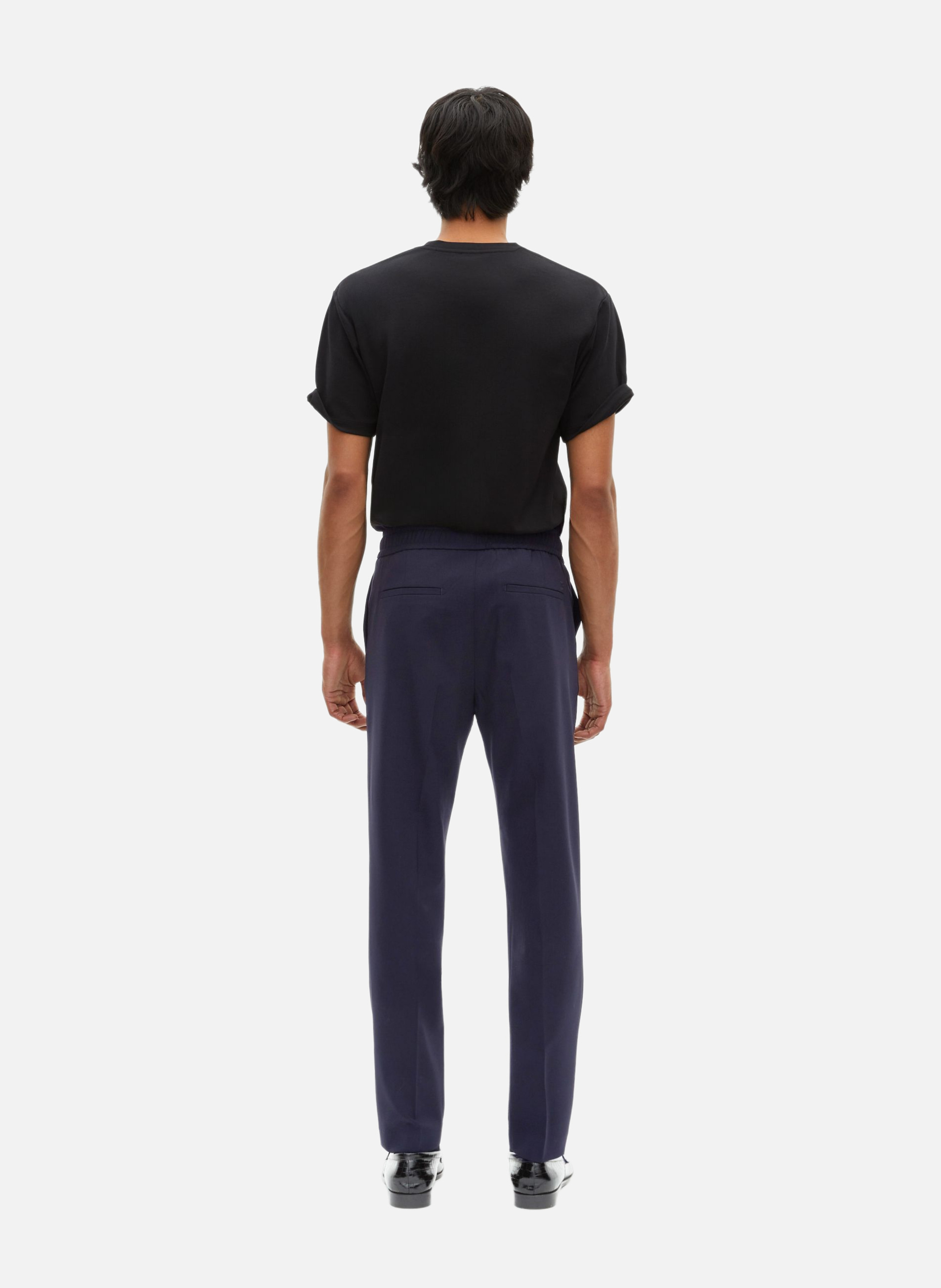 Elasticated straight wool trousers THE KOOPLES Blue