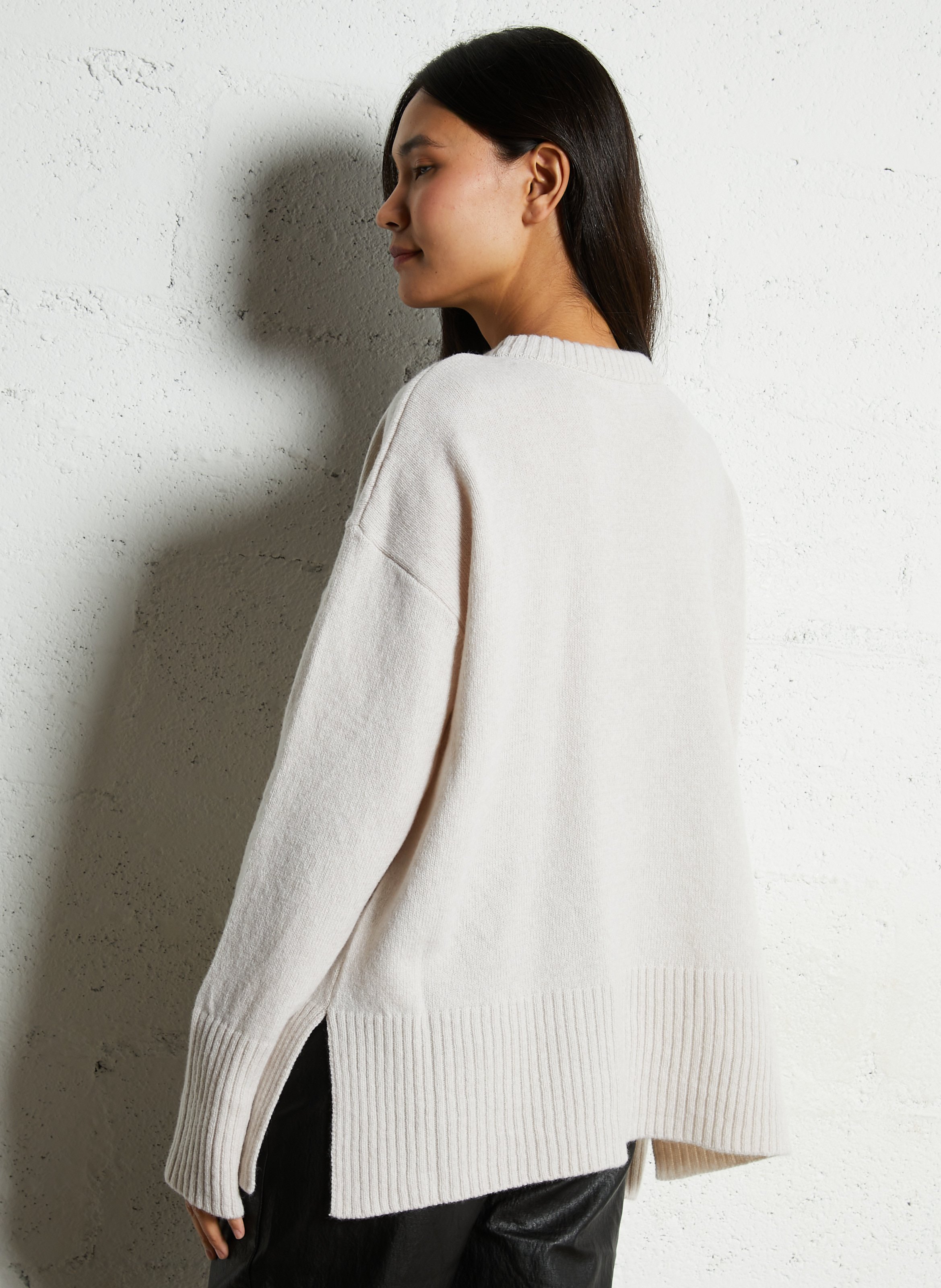 Pull oversize en laine et cachemire THE NEW SOCIETY Blanc
