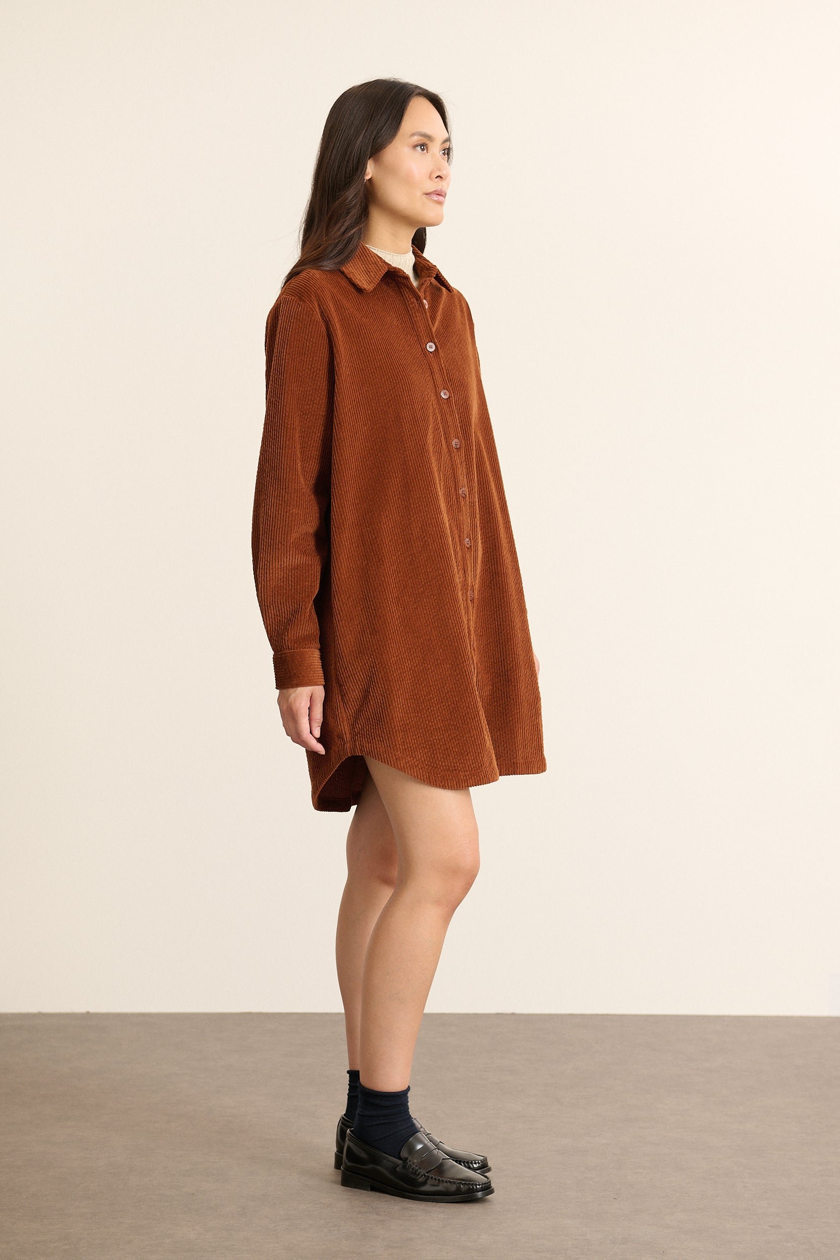 Short velour shirt dress GARANCE PARIS Brown
