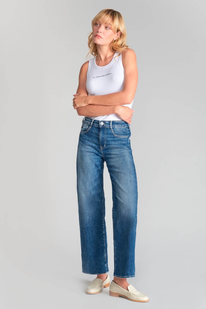 High-waisted straight leg push-up jeans, 7/8 length LE TEMPS DES CERISES Blue