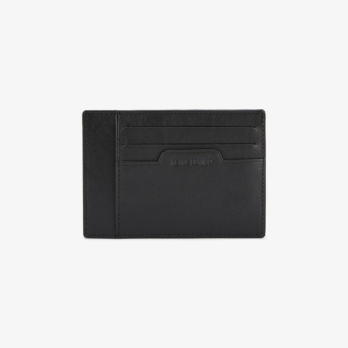Black leather cardholder with embossed logo SERGE BLANCO Black