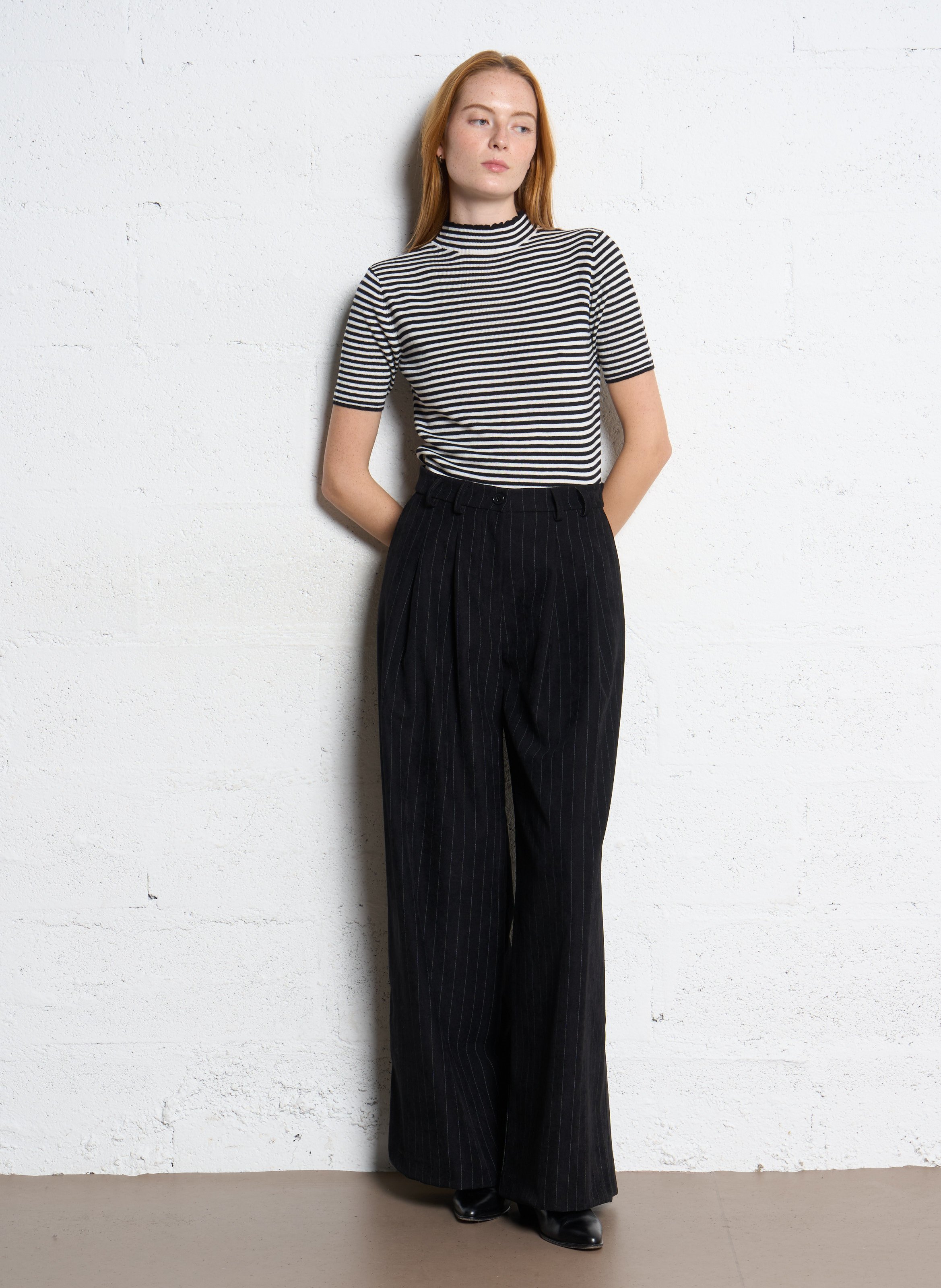 Pull col montant rayé SEE U SOON Blanc