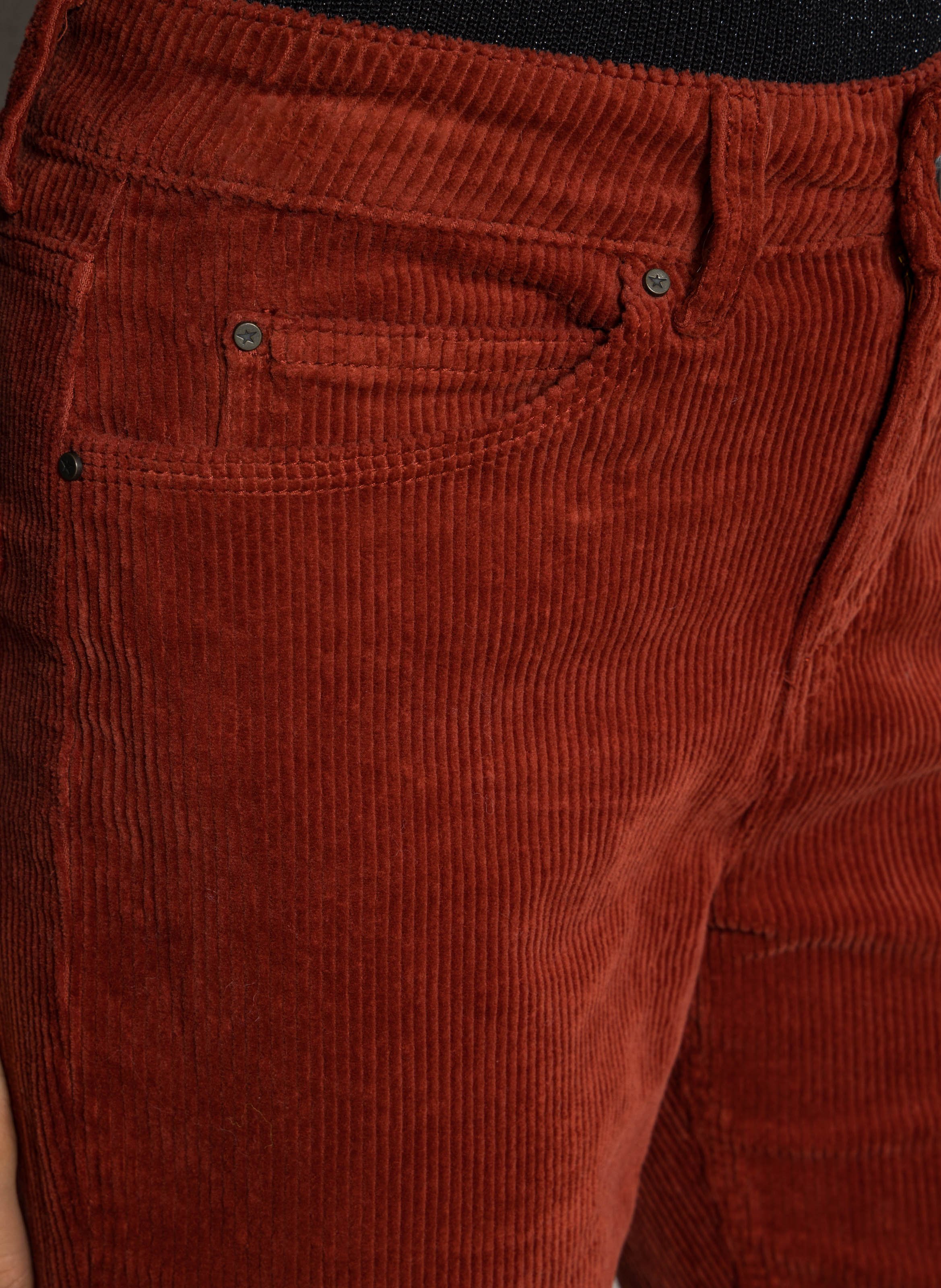 Pantalon droit velours côtelé en coton stretch  SUD EXPRESS Marron