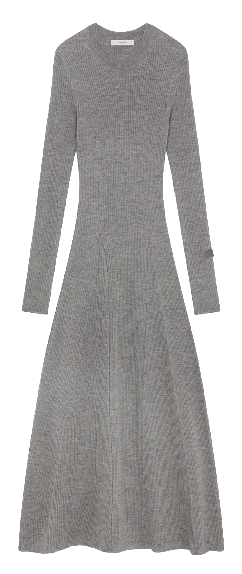 Robe longue col rond en laine de mérinos ROSEANNA Gris