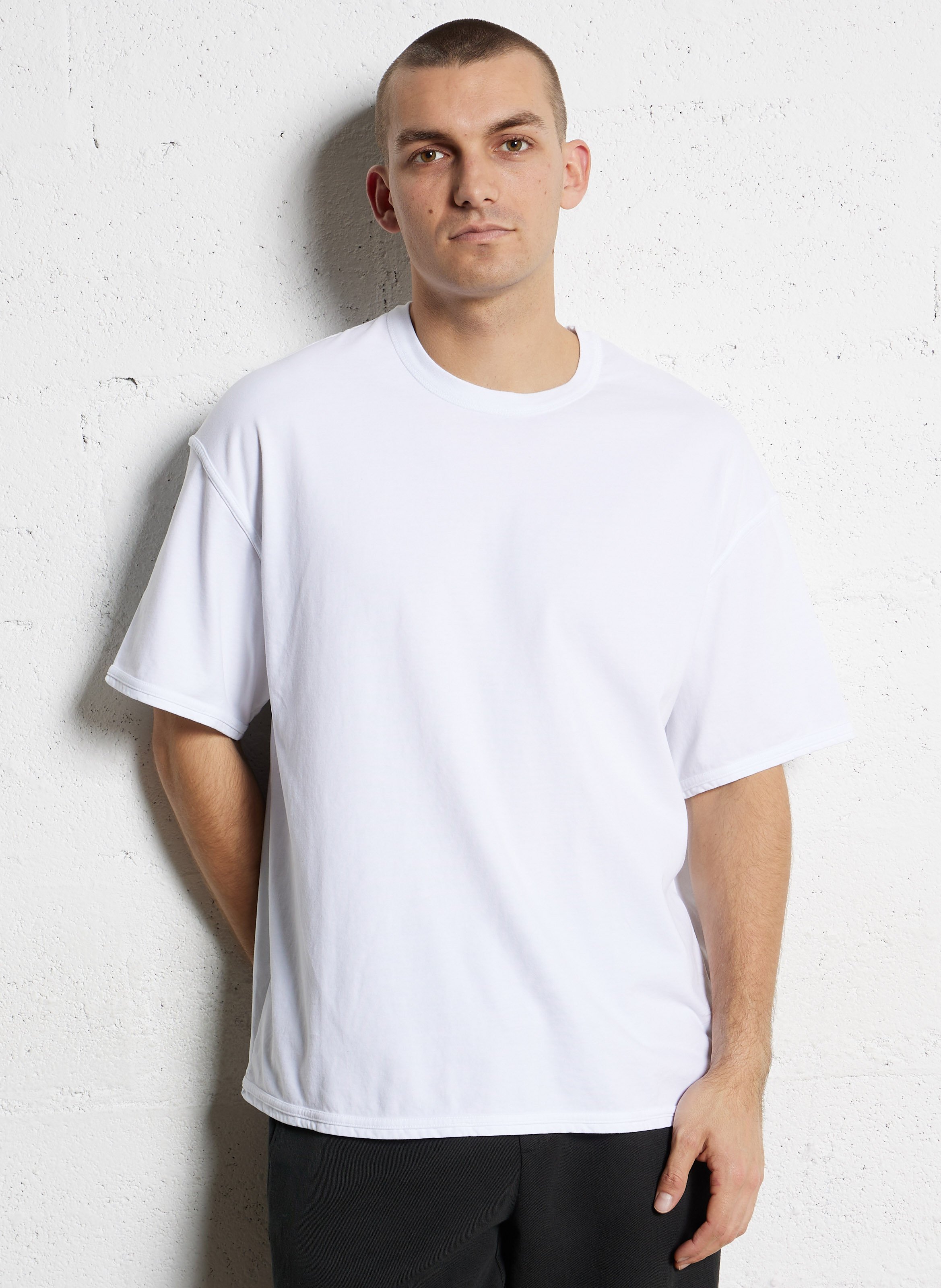 Tee-shirt droit col rond uni AMERICAN VINTAGE Blanc