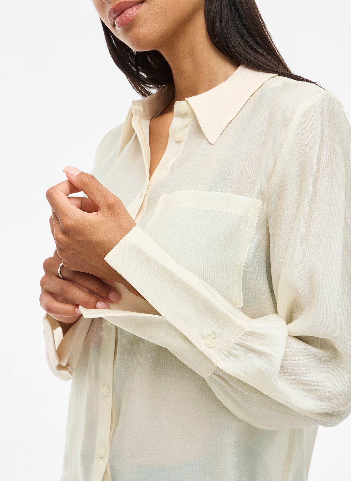 Chemise cintrée col classique VILA Beige